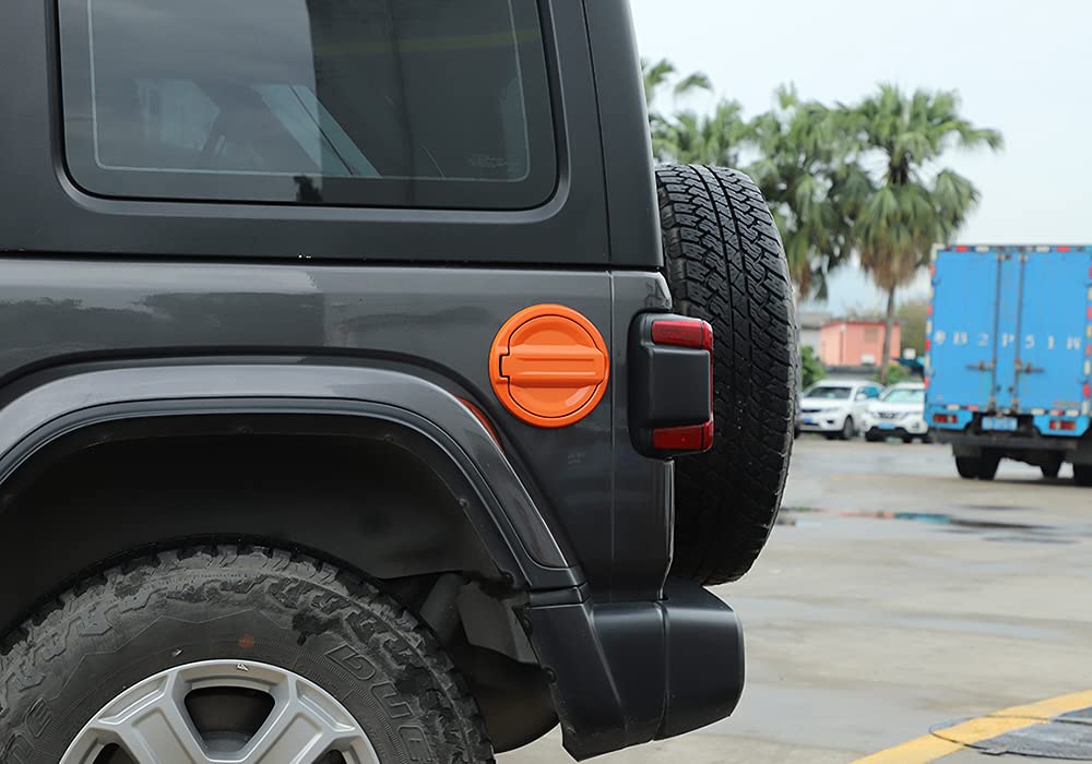 ABS Fuel Door Cover for Jeep Wrangler JL 2018-2023 - Orange Gas Cap Protector & Exterior Accessory - Upgrade Your Jeep's Style for Off-Road Adventures & Daily Driving