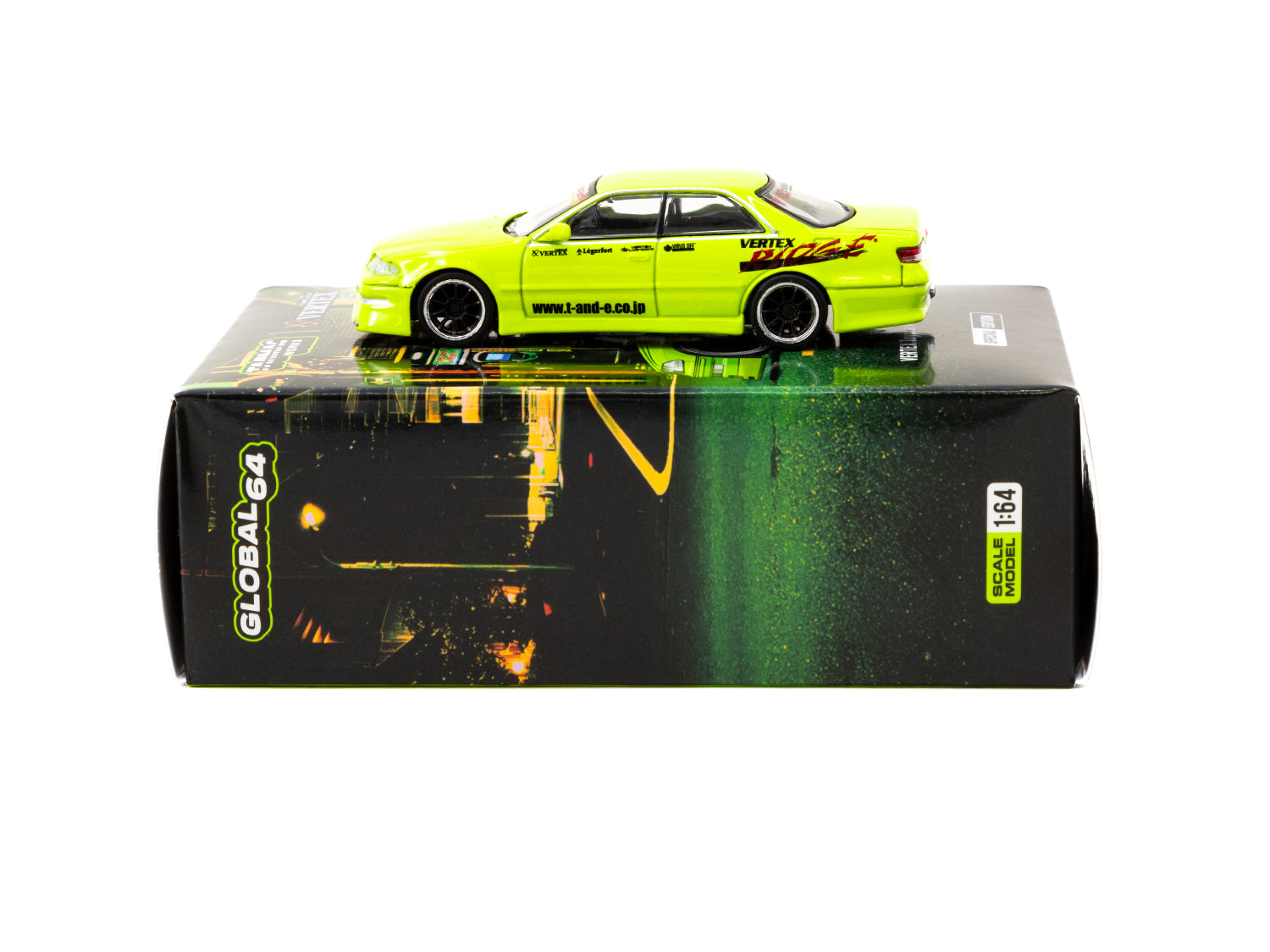 Tarmac Works 1/64 Scale Toyota Mark II JZX100 Diecast Model Car - Light Green Tokyo Auto Salon 2025 Special Edition - Perfect for Collectors & Car Enthusiasts - Display on Desk or Showcase