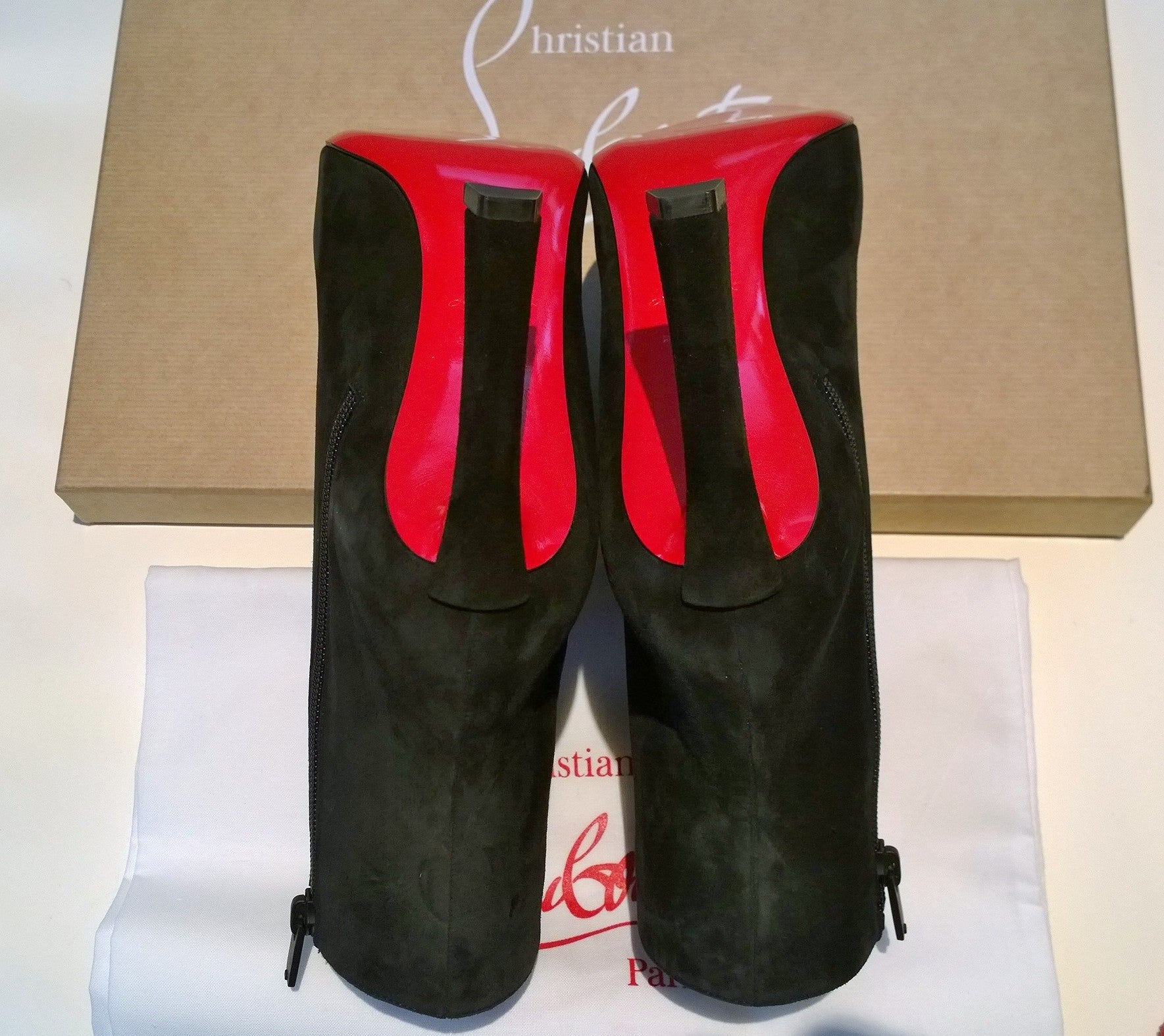 Christian Louboutin Condora 85 Black Suede Heel Boots for Women - Luxury High Heel Ankle Boots | Perfect for Evening Parties, Date Nights & Special Occasions
