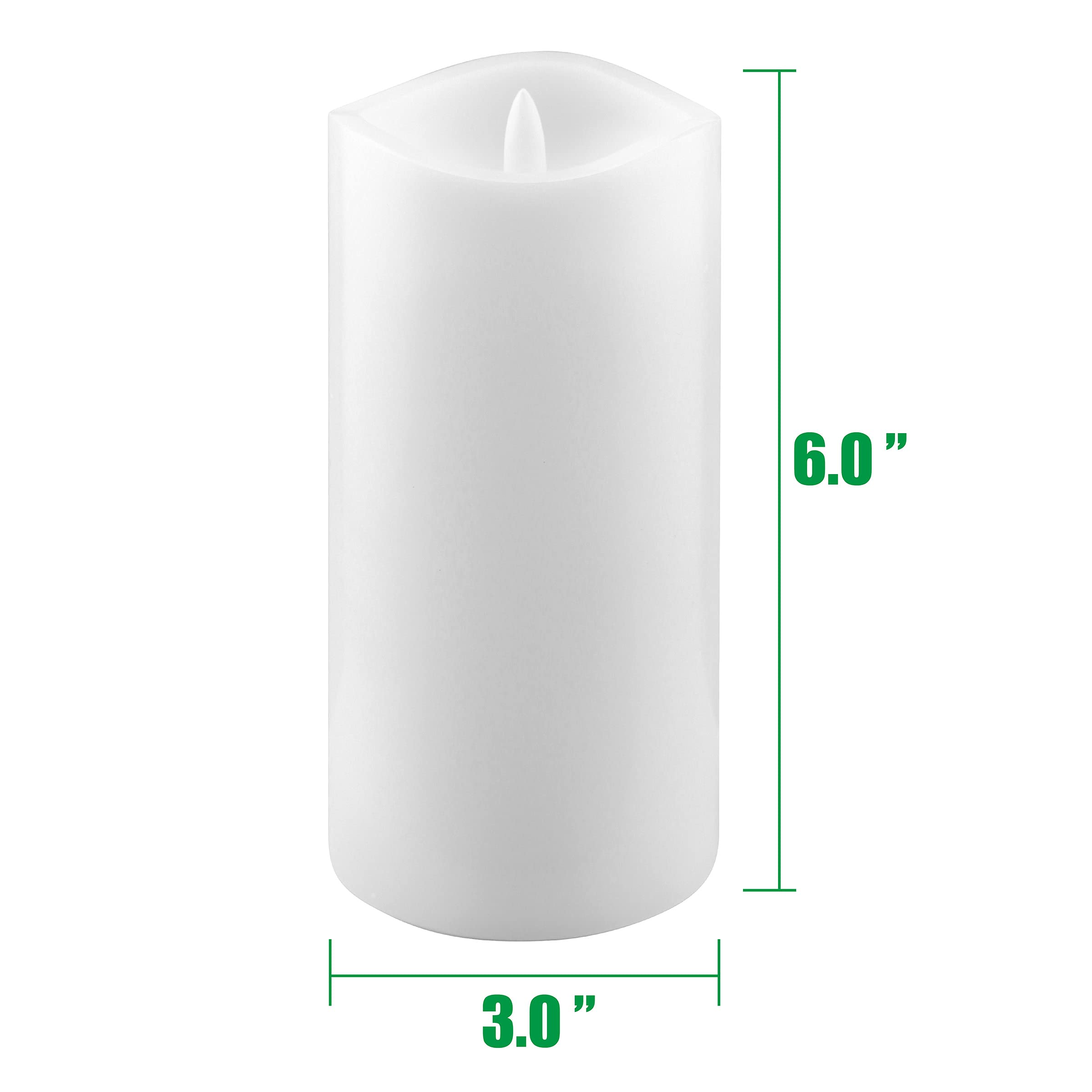 Stonebriar 6-Pack White Real Wax Flameless LED Pillar Candles - 3x6 Inches with Remote Control & Timer - Perfect for Home Decor, Weddings, and Romantic Dinners