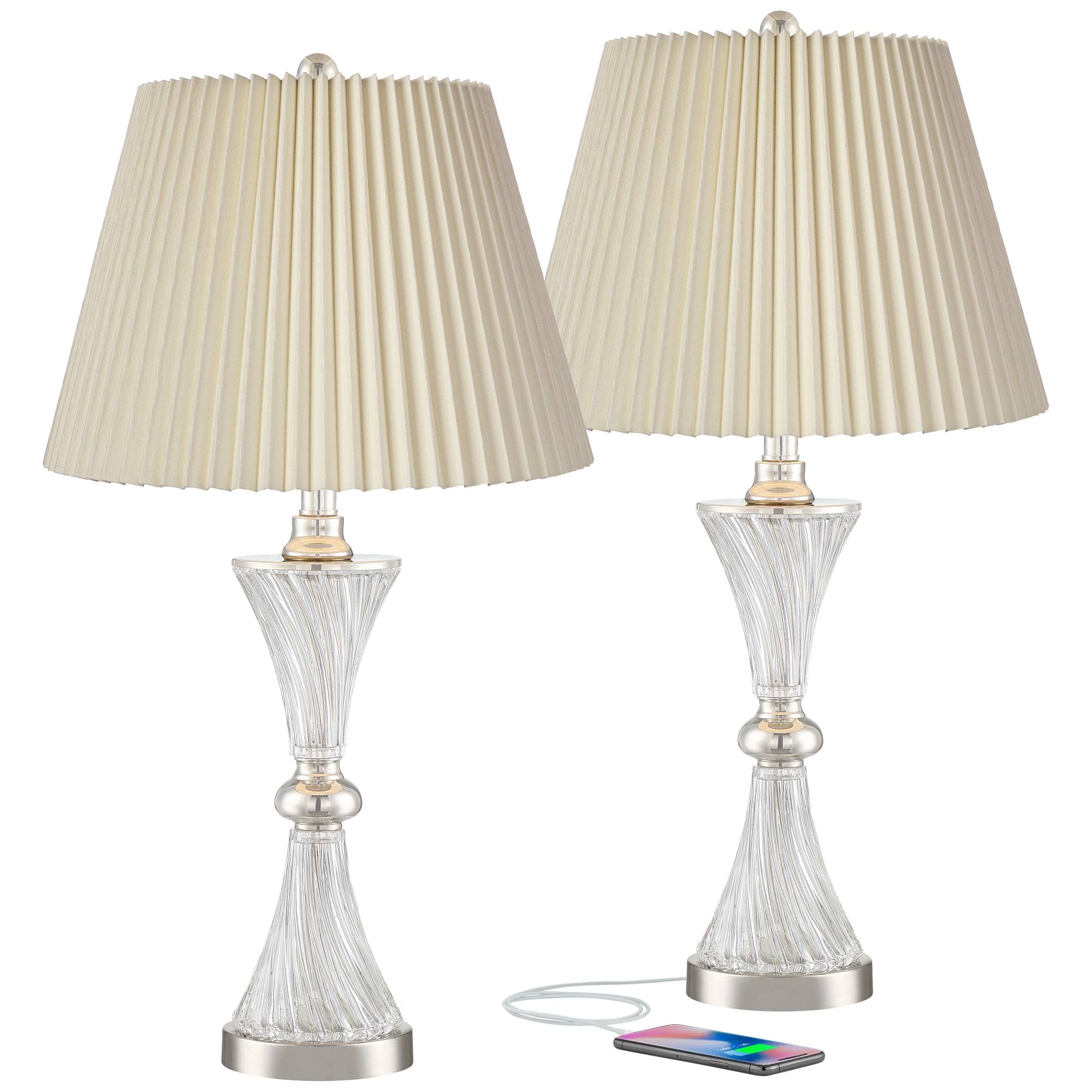 Regency Hill Luca Modern Table Lamps Set of 2 - 25.5