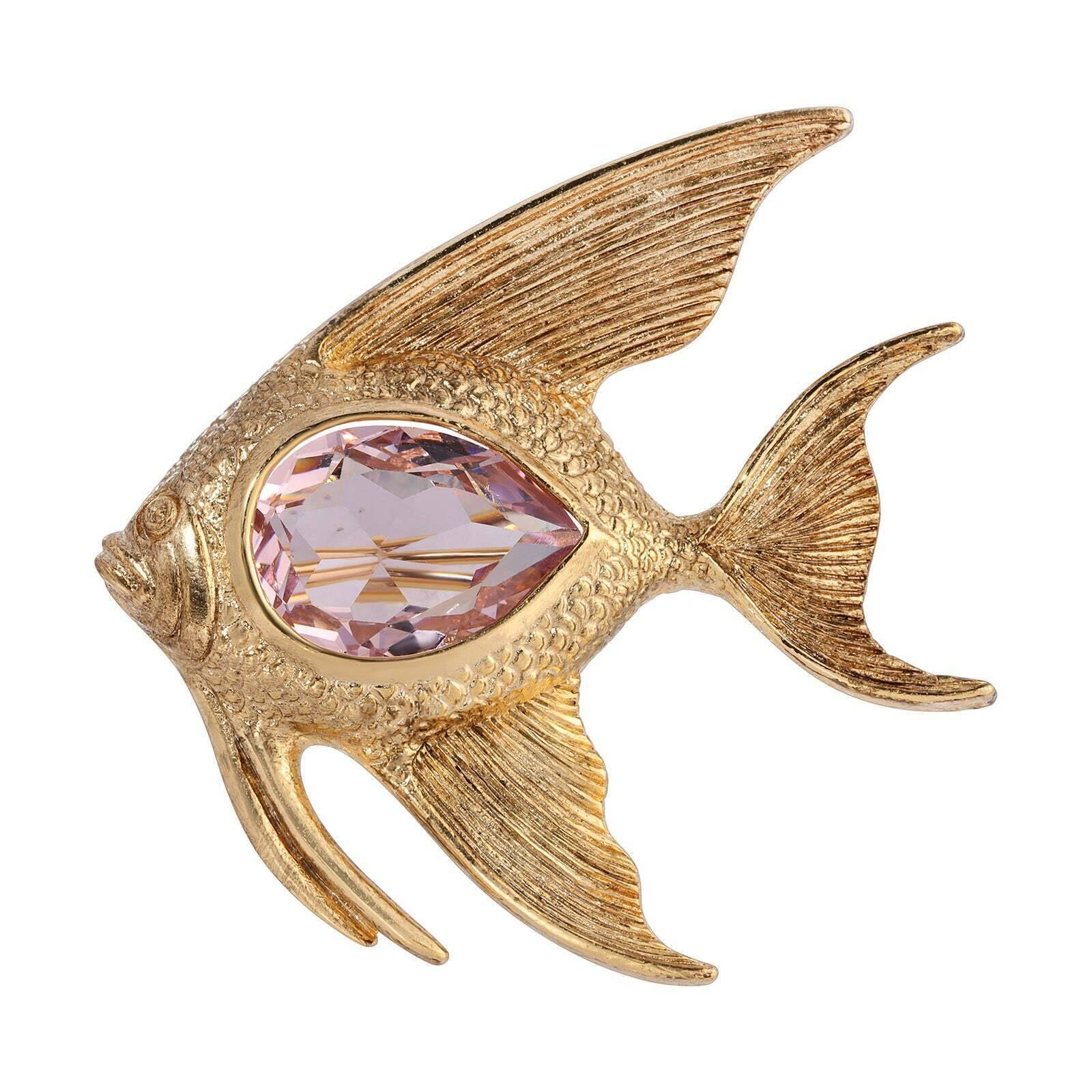 Vintage 1928 Crystal Angel Fish Brooch Pin - Elegant Collectible Jewelry for Women, Perfect for Parties, Weddings & Special Occasions