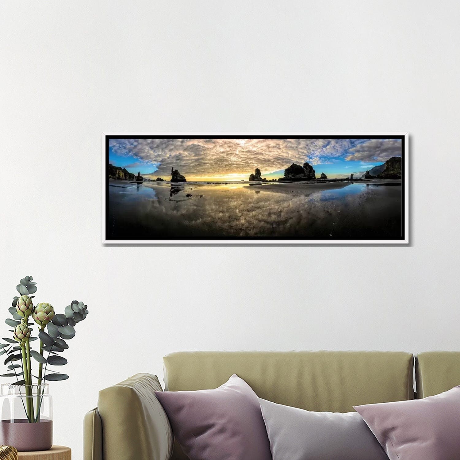 Before Sunset at Motukiekie Beach West Coast New Zealand - Framed Landscape Wall Art by OLena Art - Perfect for Living Room, Bedroom & Office Decor