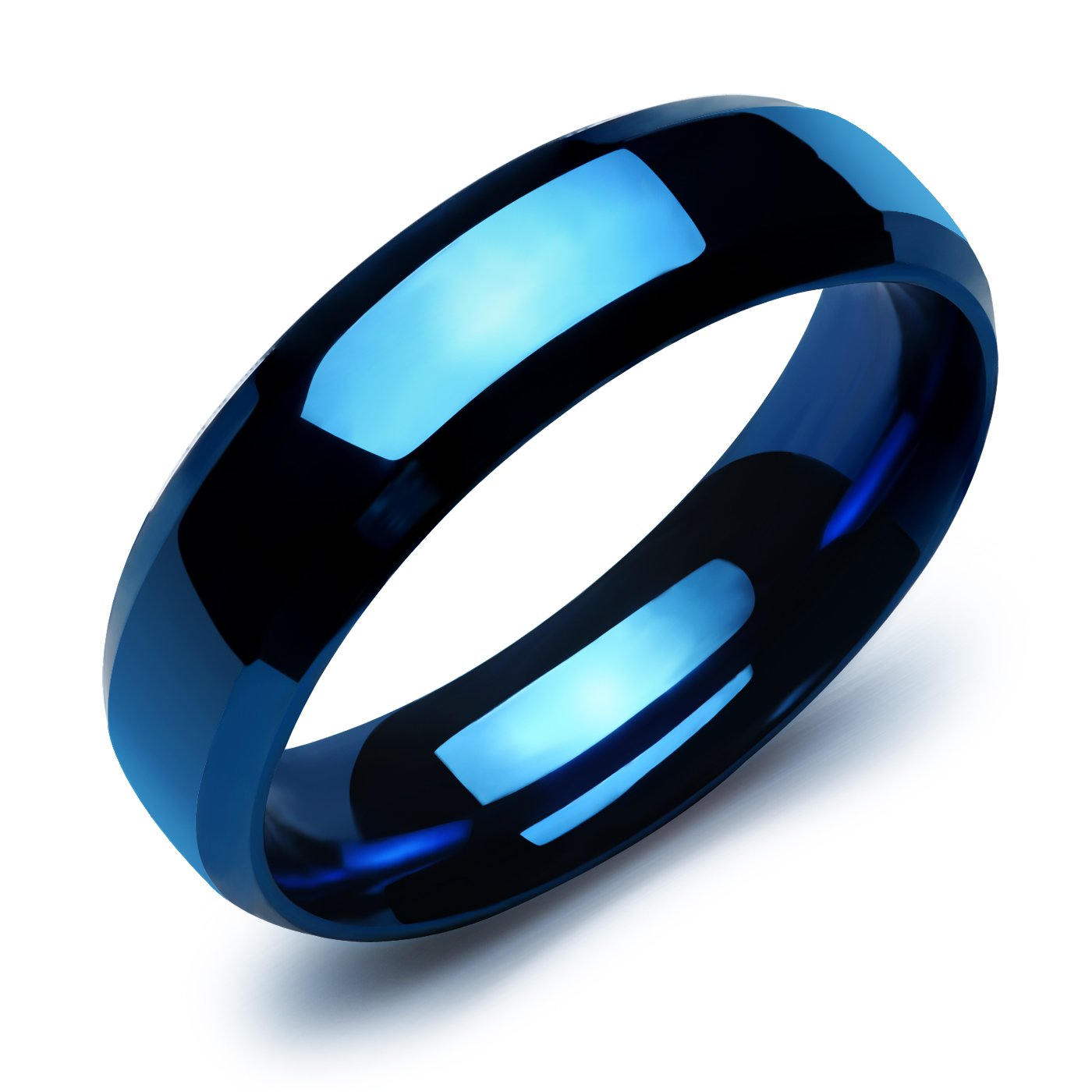 His & Hers Matching Stainless Steel Wedding Rings - Black & Blue Couple Bands for Anniversary Gifts