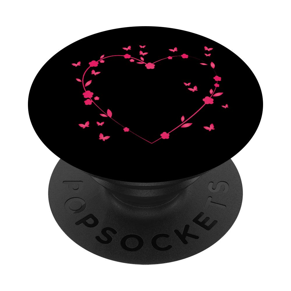 PopSocket Pink Heart Butterflies Expandable Swappable Phone Grip for iPhone 11 - Perfect for Everyday Use, Travel, and Selfies