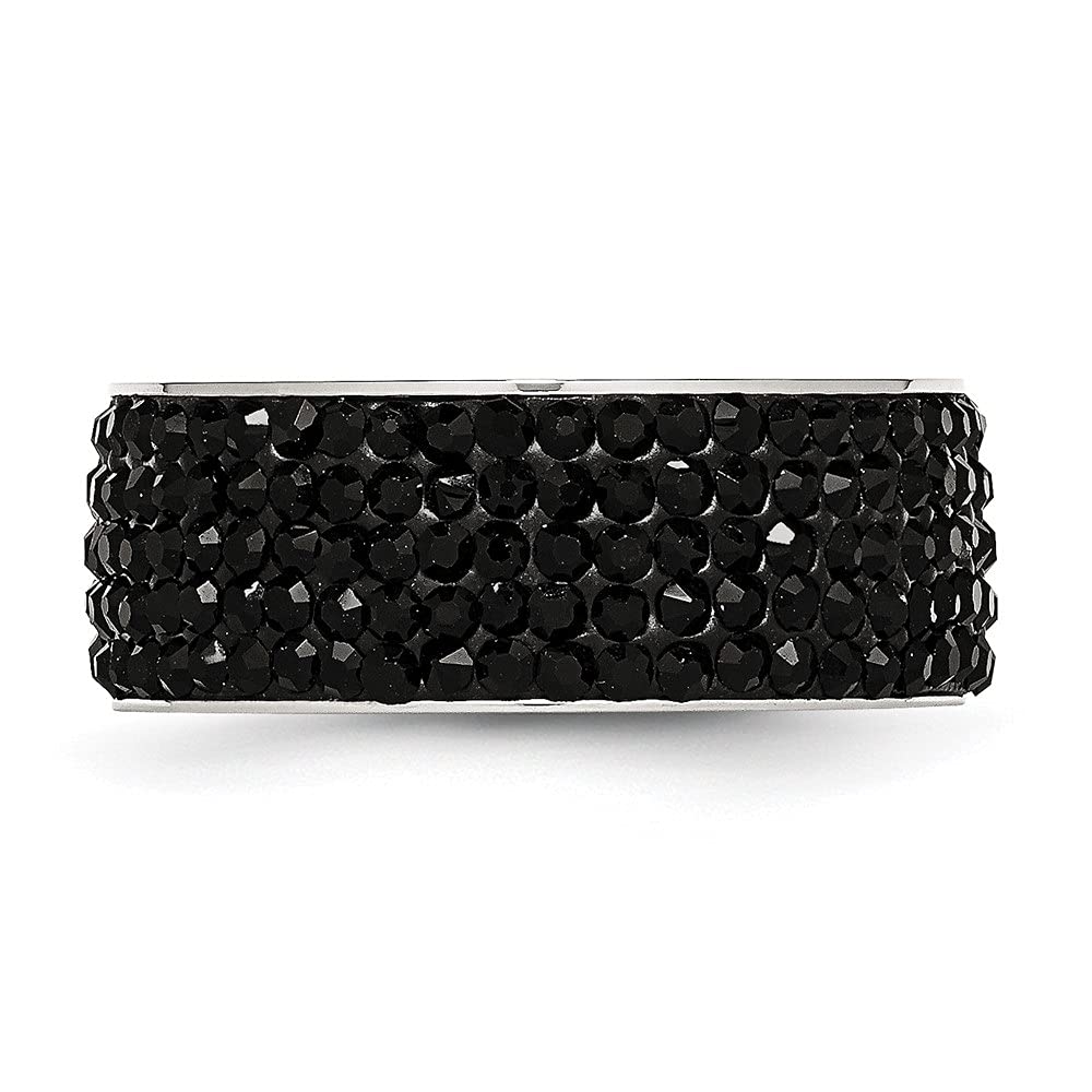 Diamond2Deal 9mm Black Crystal Eternity Wedding Band Ring for Women & Men - Stainless Steel Comfort Fit Bridal Ring Set - Perfect for Engagement, Anniversary & Couple Jewelry Gifts