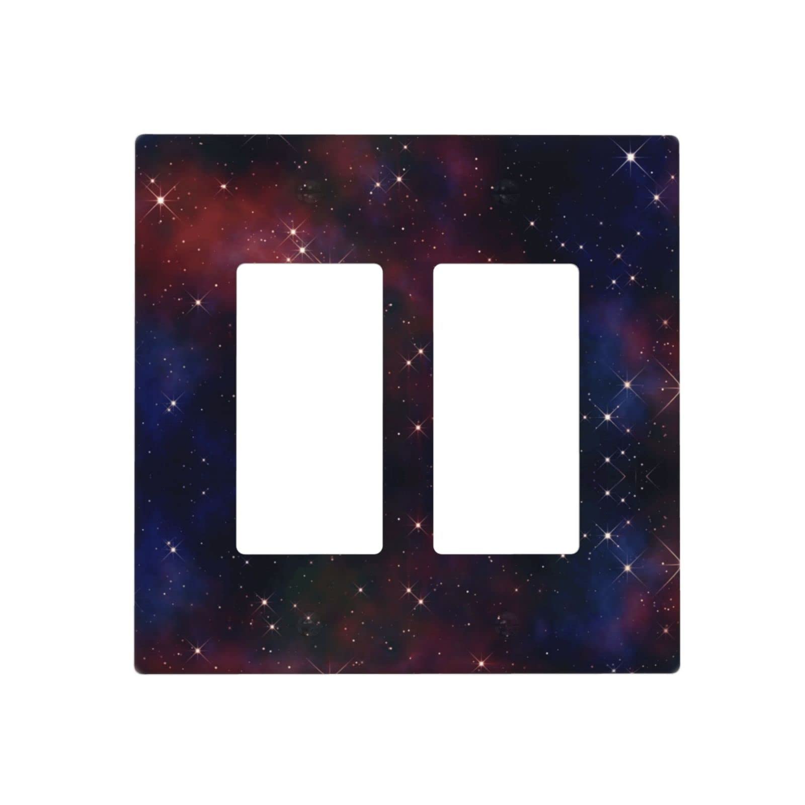 Galaxy Light Switch Cover 2 Gang Double Toggle - Black Starry Night Wall Plates for Kids Room, Bedroom, Kitchen & Living Room Decor - Farmhouse & Home Decoration Accessories (Perfect for Nursery, Boys Room & Housewarming Gifts)