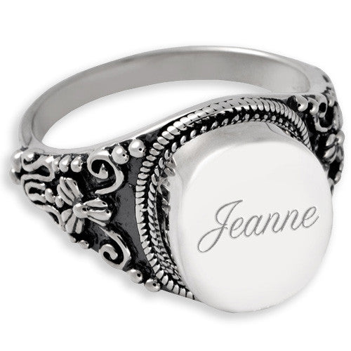 Antique Round Cremation Ring for Ashes - Memorial Jewelry for Loved Ones - Perfect for Remembrance & Keepsake Gifts
