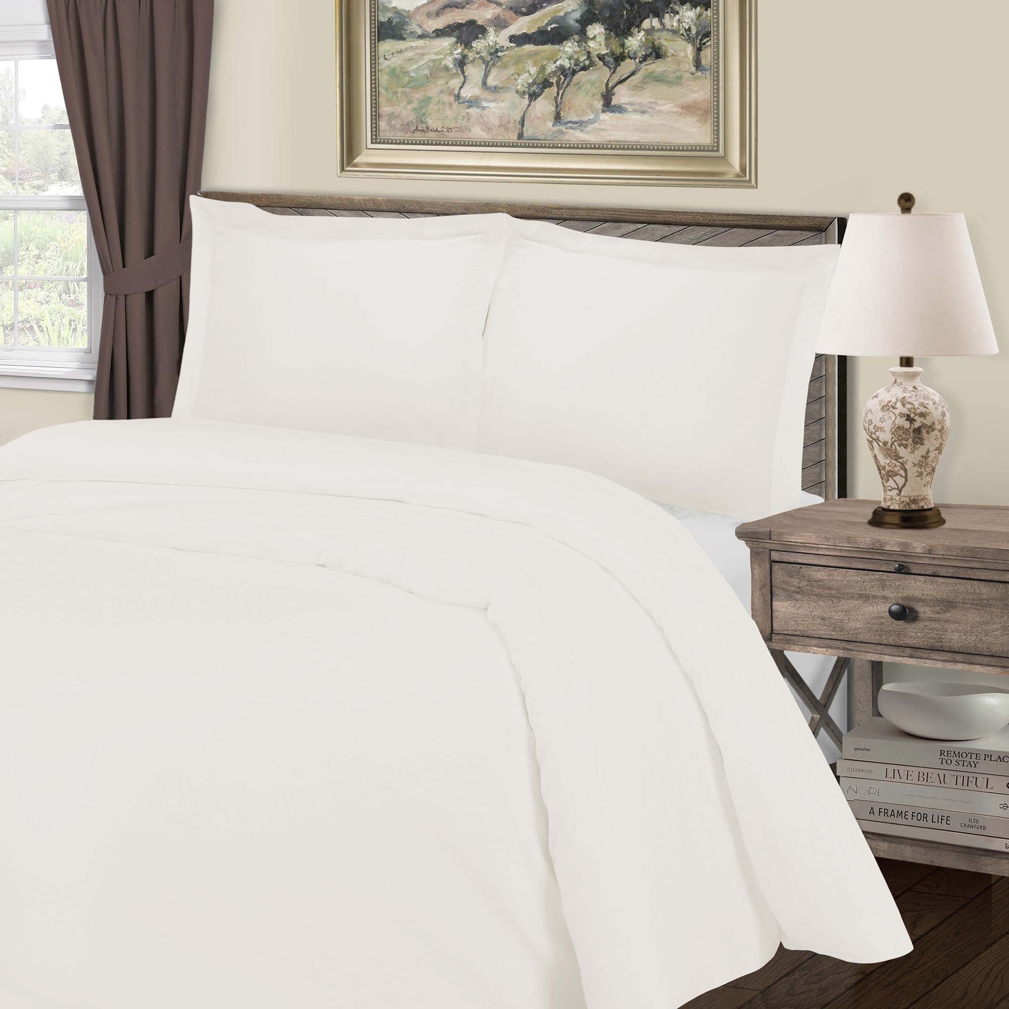 1000 Thread Count Cotton Blend Solid Duvet Cover Set - Ultra Soft Luxury Bedding for Master Bedroom & Guest Room