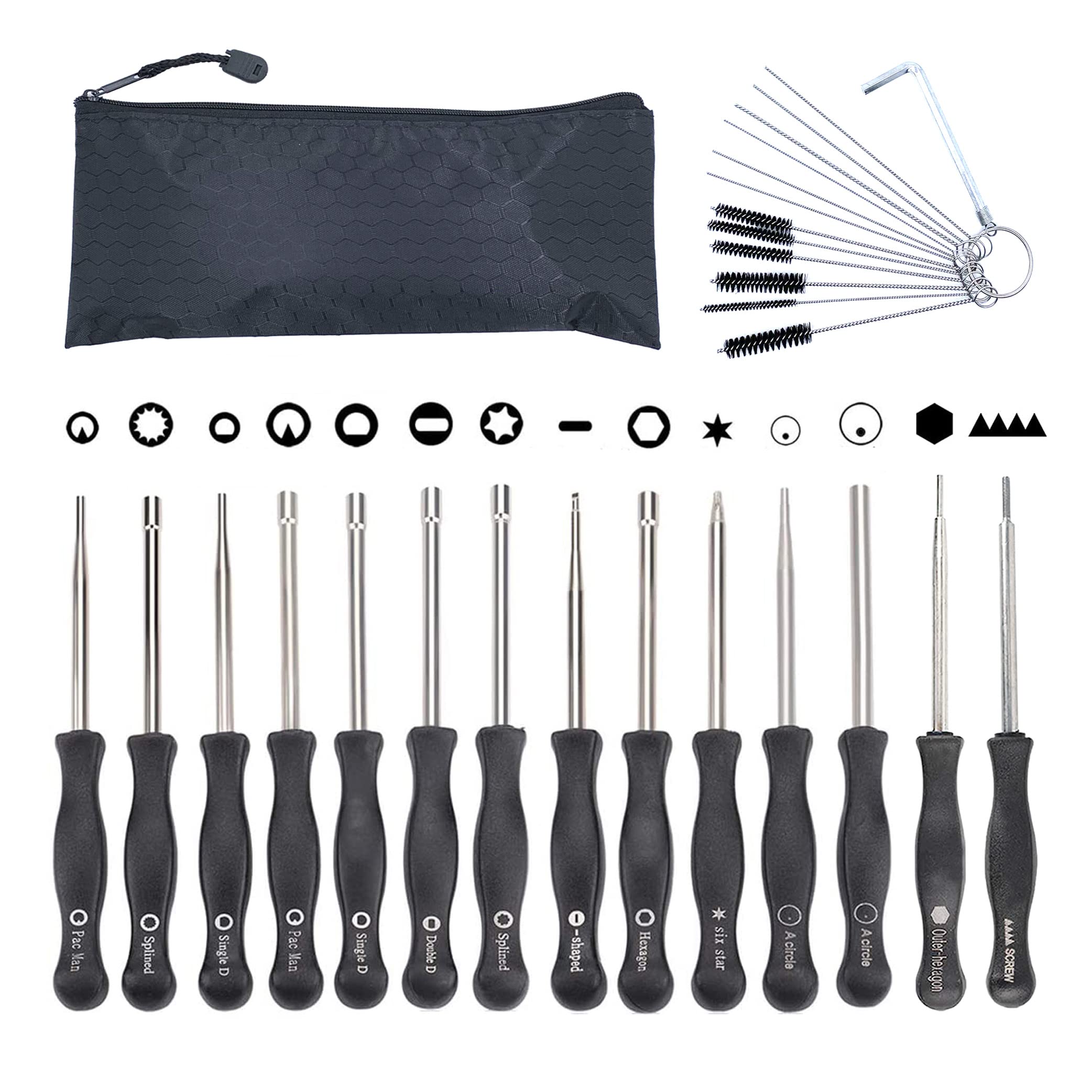 14-Piece Carburetor Adjustment Tool Kit with Screwdrivers & Cleaning Tools - Compatible with 2-Cycle Small Engines, Motorcycles, Lawn Mowers & Power Equipment - Essential for Carb Tuning, Maintenance & Repair