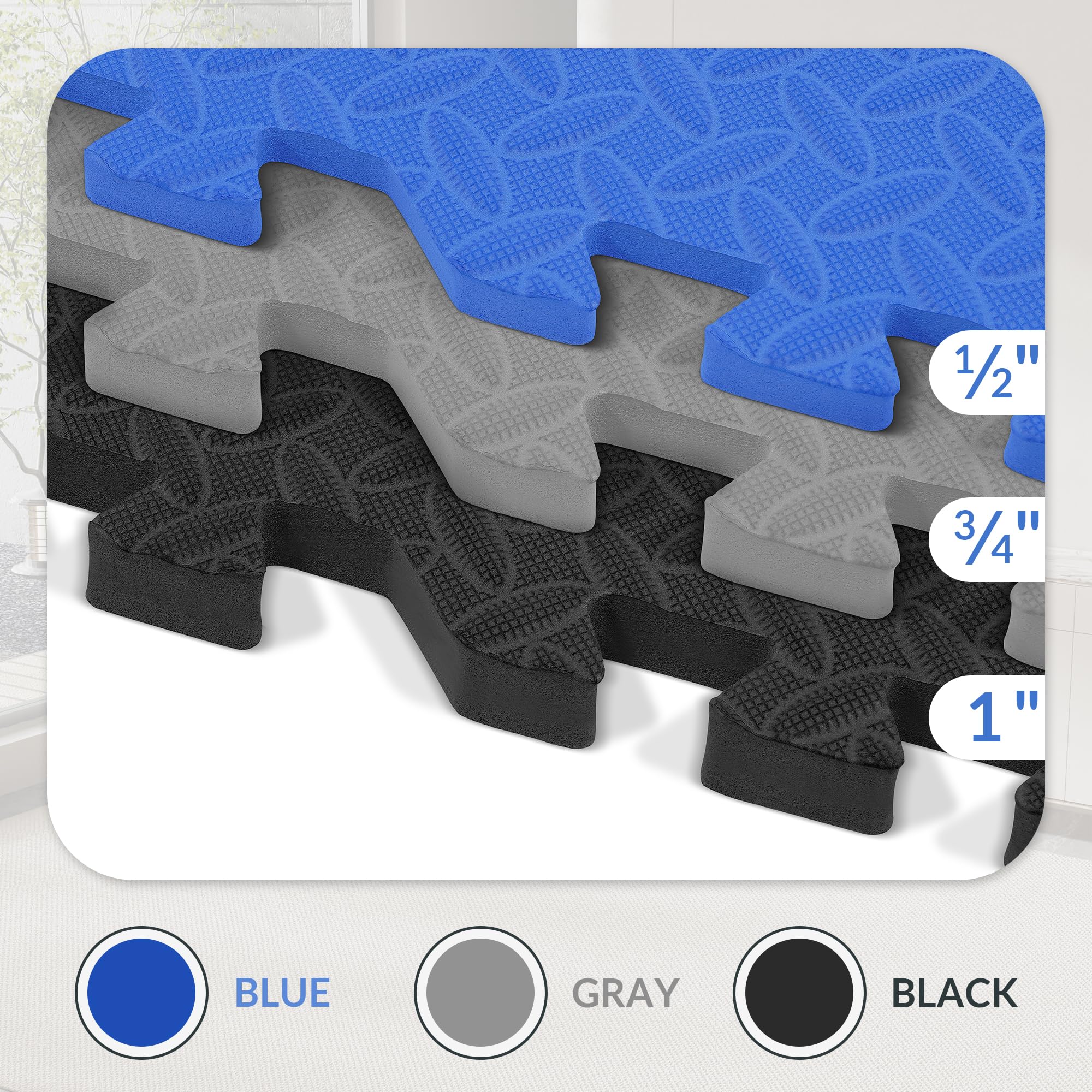 Signature Fitness EVA Foam Interlocking Puzzle Exercise Mat - Non-Slip Floor Tiles for MMA, Yoga, Gymnastics & Home Gym - Durable Protective Flooring in Multiple Sizes - Perfect for Workouts, Playrooms & Garage Gyms