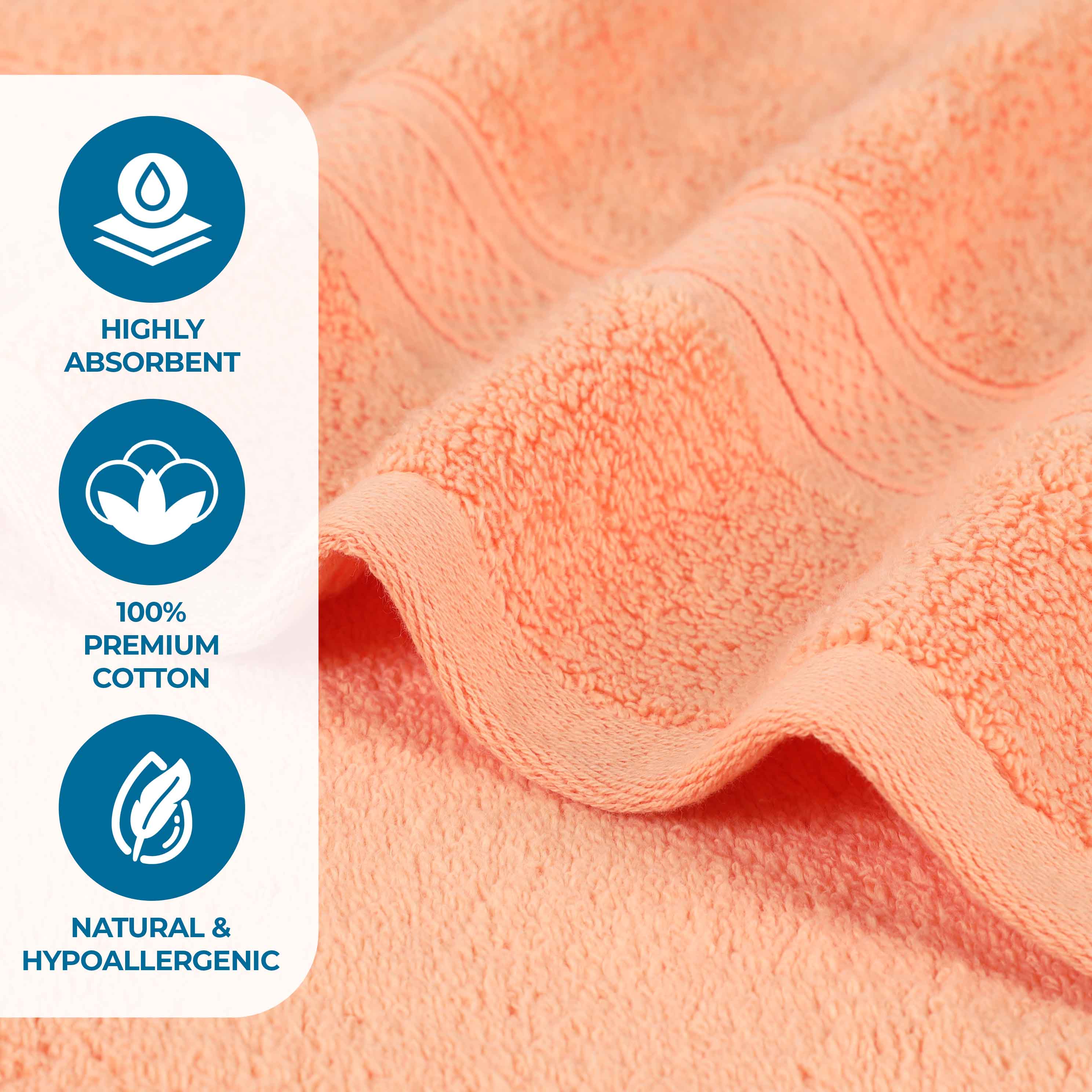 Premium Zero Twist Cotton Bath Towel Set of 2 - Ultra Soft Solid & Jacquard Chevron Design for Luxury Bathroom & Spa Experience