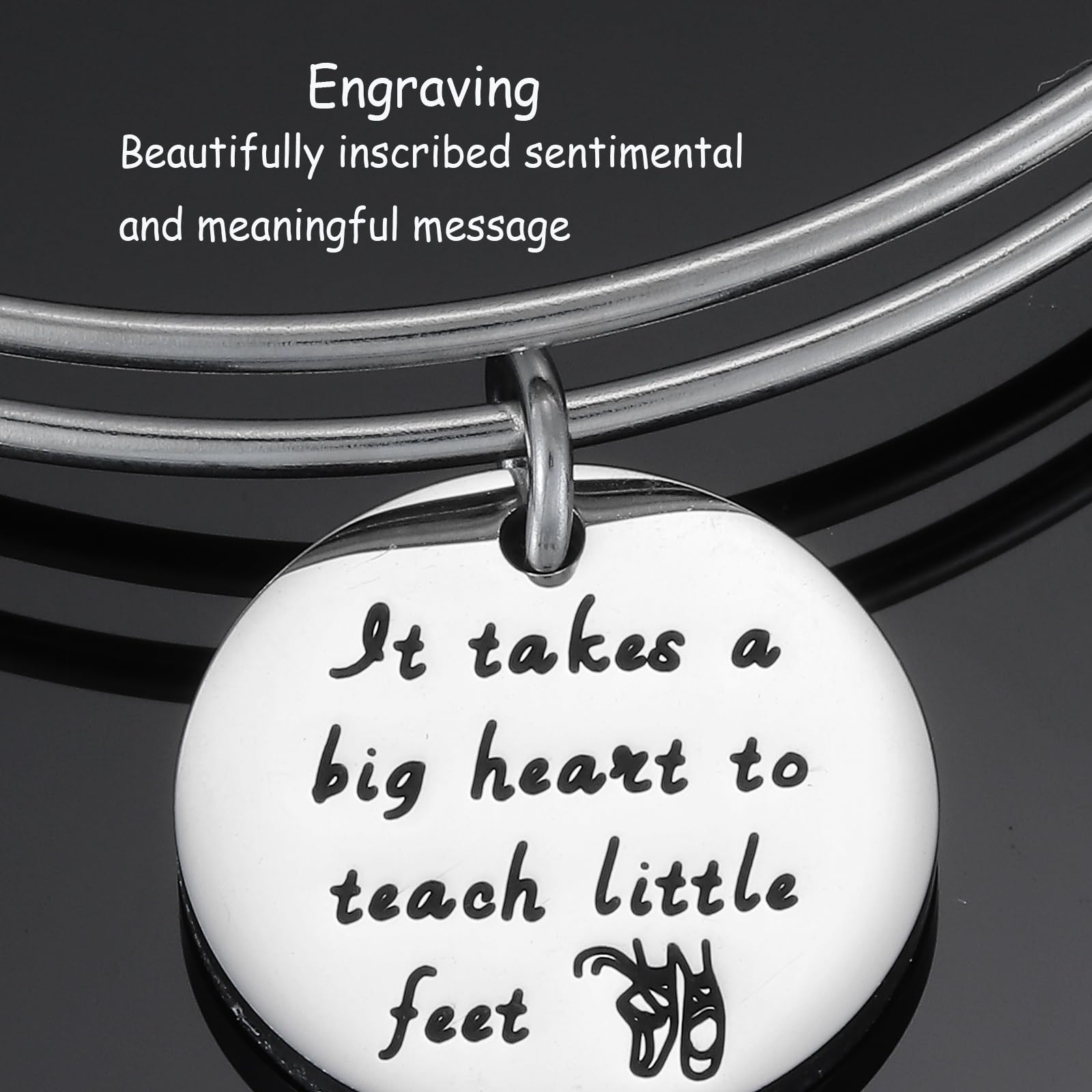 Kivosliviz Dance Teacher Appreciation Bracelet - Inspirational 'It Takes A Big Heart To Teach Little Feet' Jewelry Gift for Dance Instructors | Perfect for Teacher Appreciation Week, Graduation, or Thank You Present