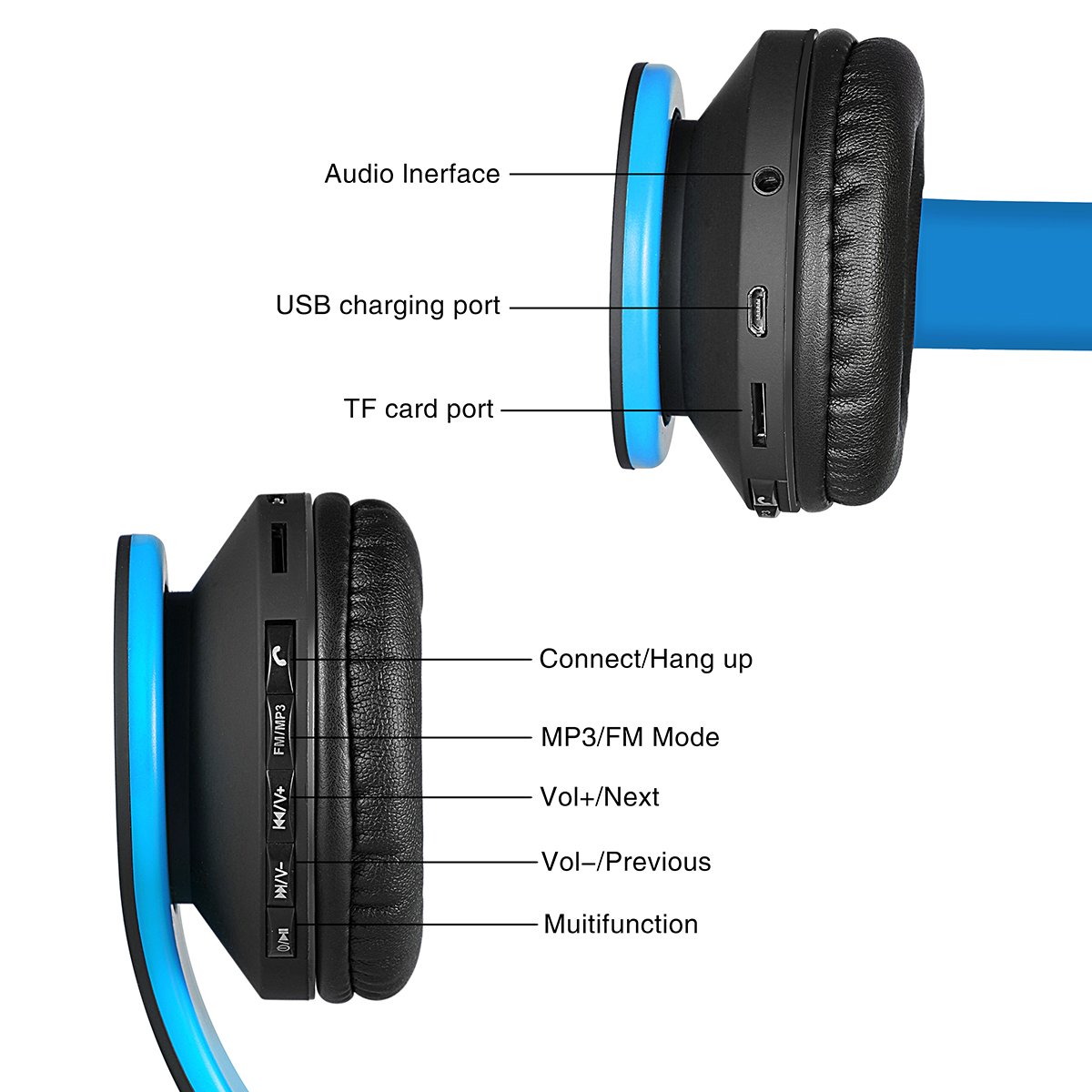 Foldable Bluetooth Over-Ear Headphones with Wired/Wireless Modes, Micro SD/TF & FM Radio - Lightweight Comfort for Travel, Office & Home Use | Perfect for Phone Calls, Music & Gaming