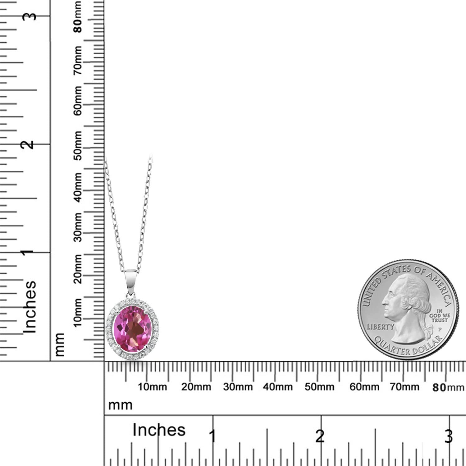 Gem Stone King 925 Sterling Silver 11X9MM Oval Birthstone & White Moissanite Halo Pendant Necklace for Women | 18 Inch Chain | Perfect for Birthday Gifts, Anniversary, Valentine's Day & Special Occasions