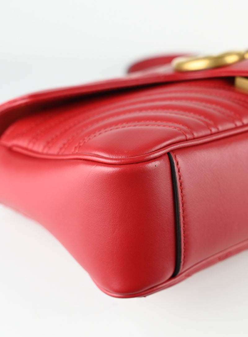 Gucci Marmont Small Leather Shoulder Bag in Red - Elegant Crossbody Purse for Women, Perfect for Date Night & Evening Events