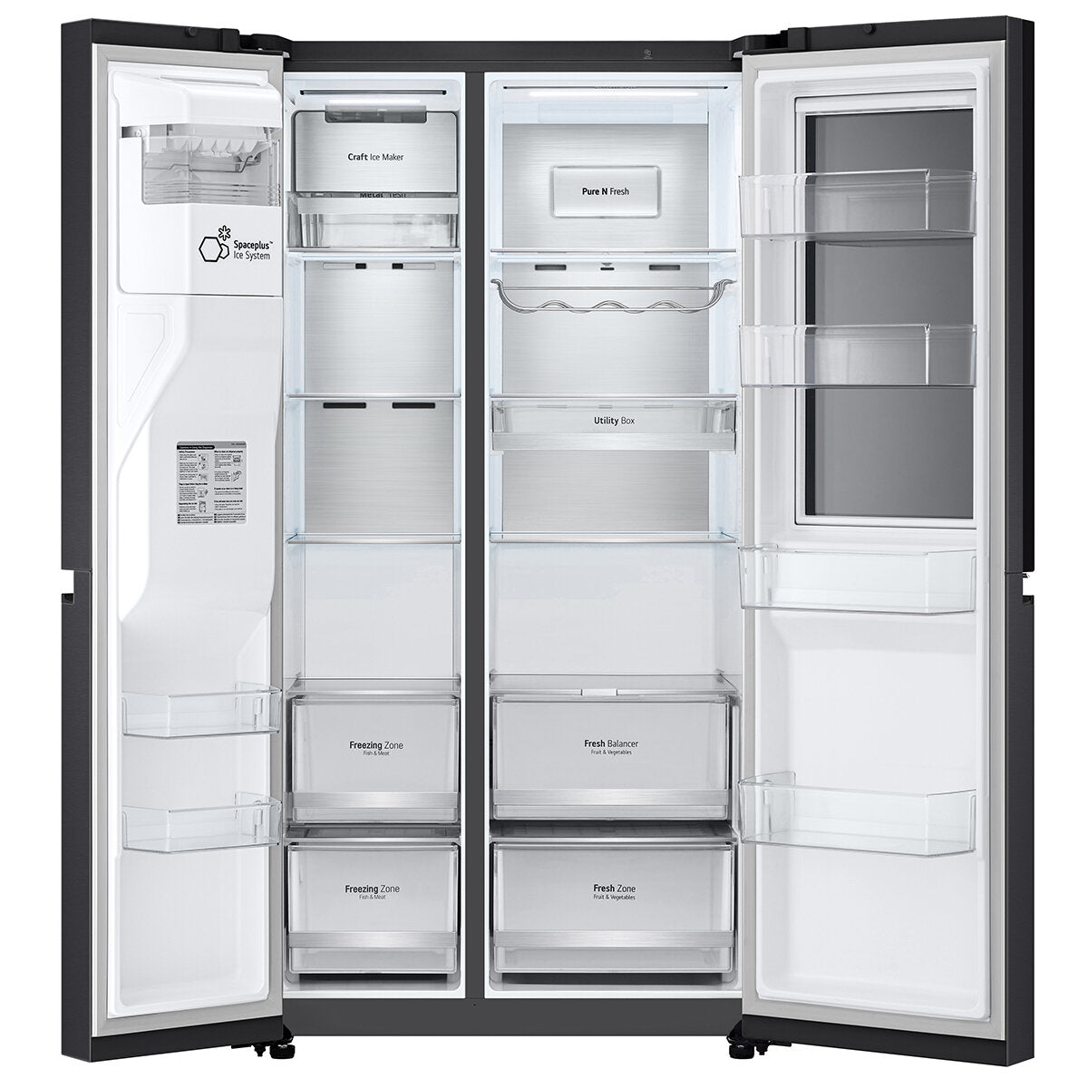 LG 635L 3-Door Side by Side Refrigerator with InstaView™, Ice & Water Dispenser - Matte Black (GS-V600MBLC) - Perfect for Modern Kitchens & Large Families