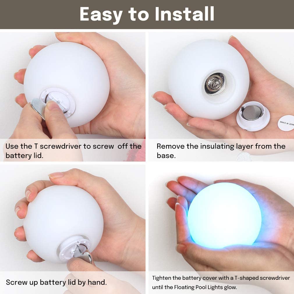 3 Inch LED Floating Pool Lights - IP68 Waterproof Glow Balls for Swimming Pools, Hot Tubs, Ponds & Night Decor (6 Pack) | Perfect for Pool Parties, Garden Lighting & Backyard Decorations