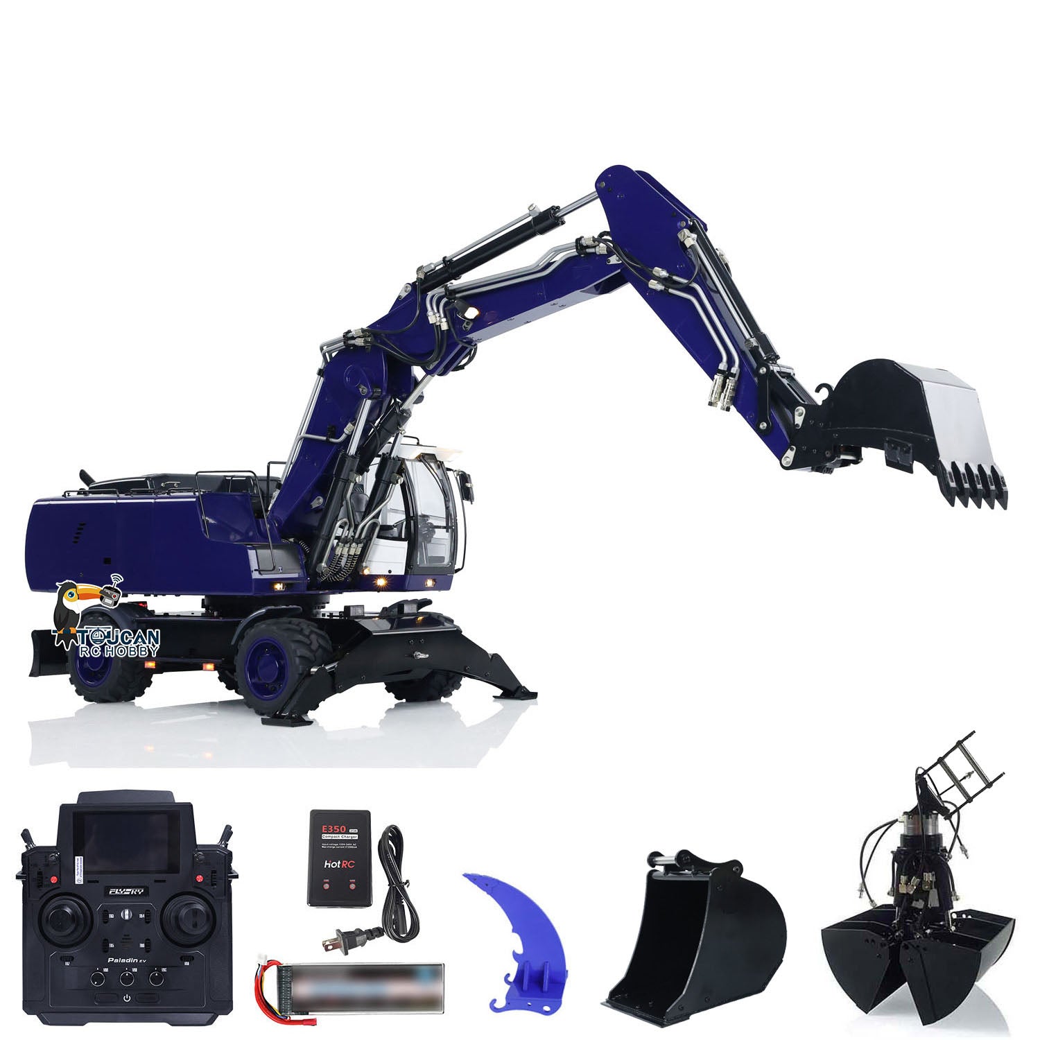 1/14 Scale Metal R946 RC Hydraulic Excavator - Remote Controlled Wheeled Digger with FlySky PL18EV Controller | DIY Construction Model Toy for Adults & Kids | Perfect for Sandbox Play, Construction Simulation & Backyard Digging