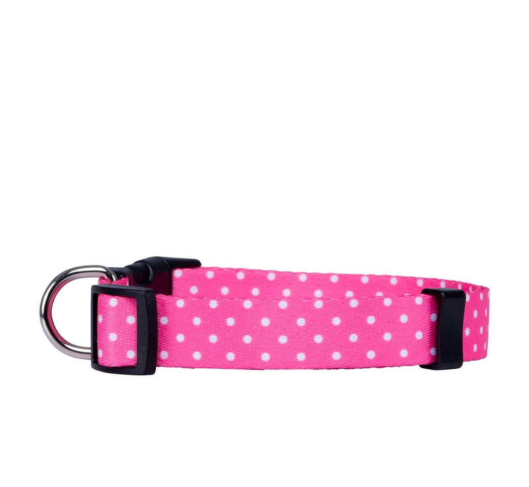 Native Pup Polka Dot Dog Collar - Adjustable Pet Collar for Small Medium Large Dogs - Cute Fabric Collar for Puppies & Adult Dogs - Perfect for Daily Walks, Training & Fashion Accessories
