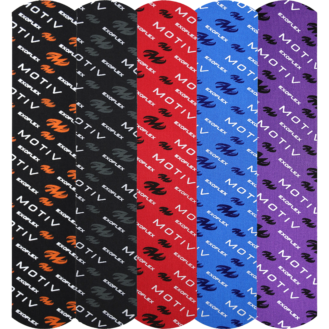 Motiv ExoFlex Kinesiology Tape - Pre-Cut Athletic Sports Tape for Pain Relief & Muscle Support (Red) - Ideal for Running, CrossFit & Injury Recovery