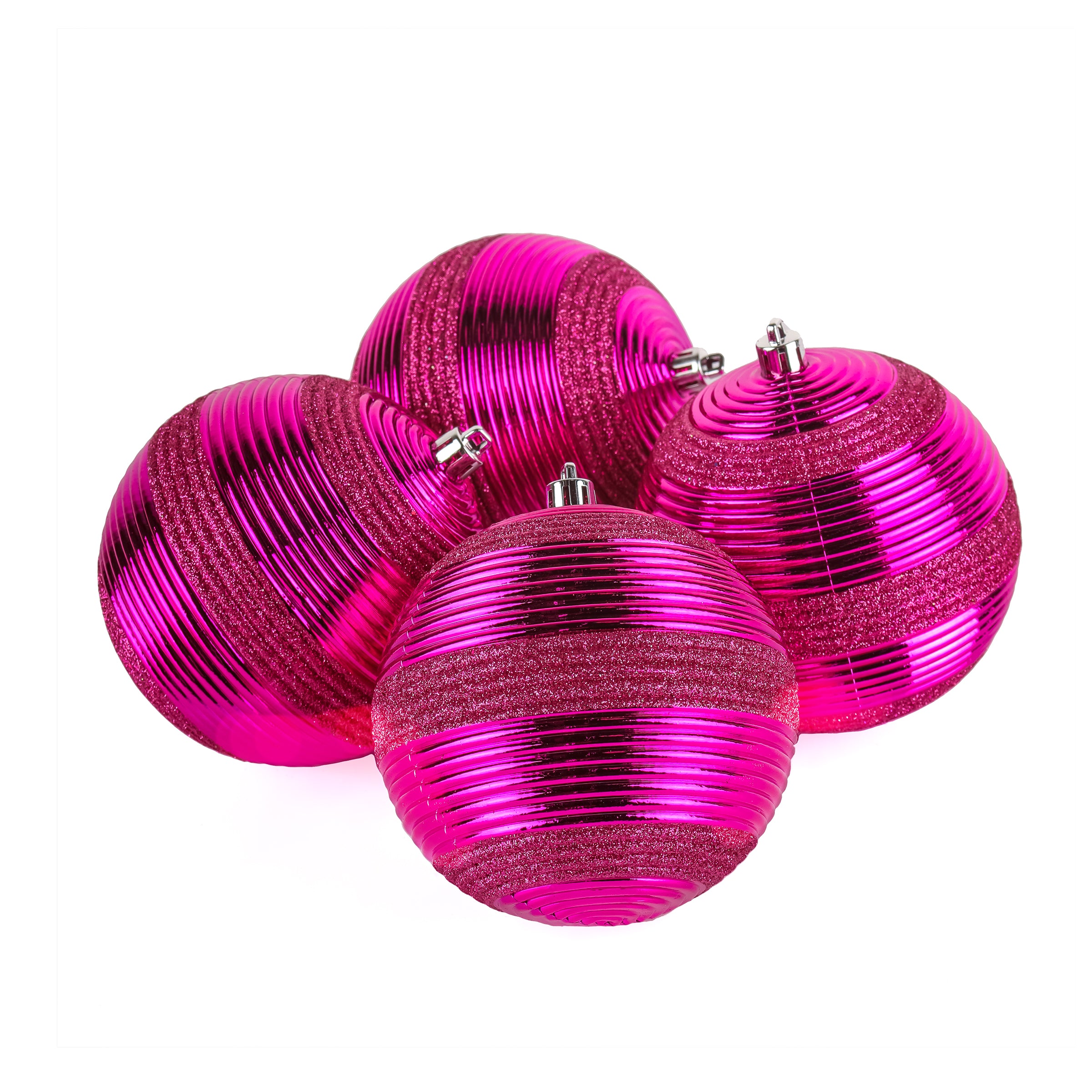4 Piece Shatterproof Swirling Pink Christmas Tree Ornaments - Durable Holiday Decor for Indoor & Outdoor Use - Perfect for Xmas Tree, Party, and Home Decoration