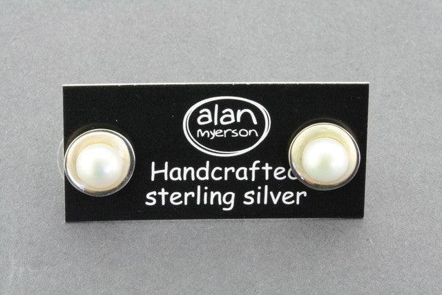 Sterling Silver Disc and Pearl Stud Earrings - Elegant Jewelry for Women, Perfect for Parties, Weddings & Everyday Wear