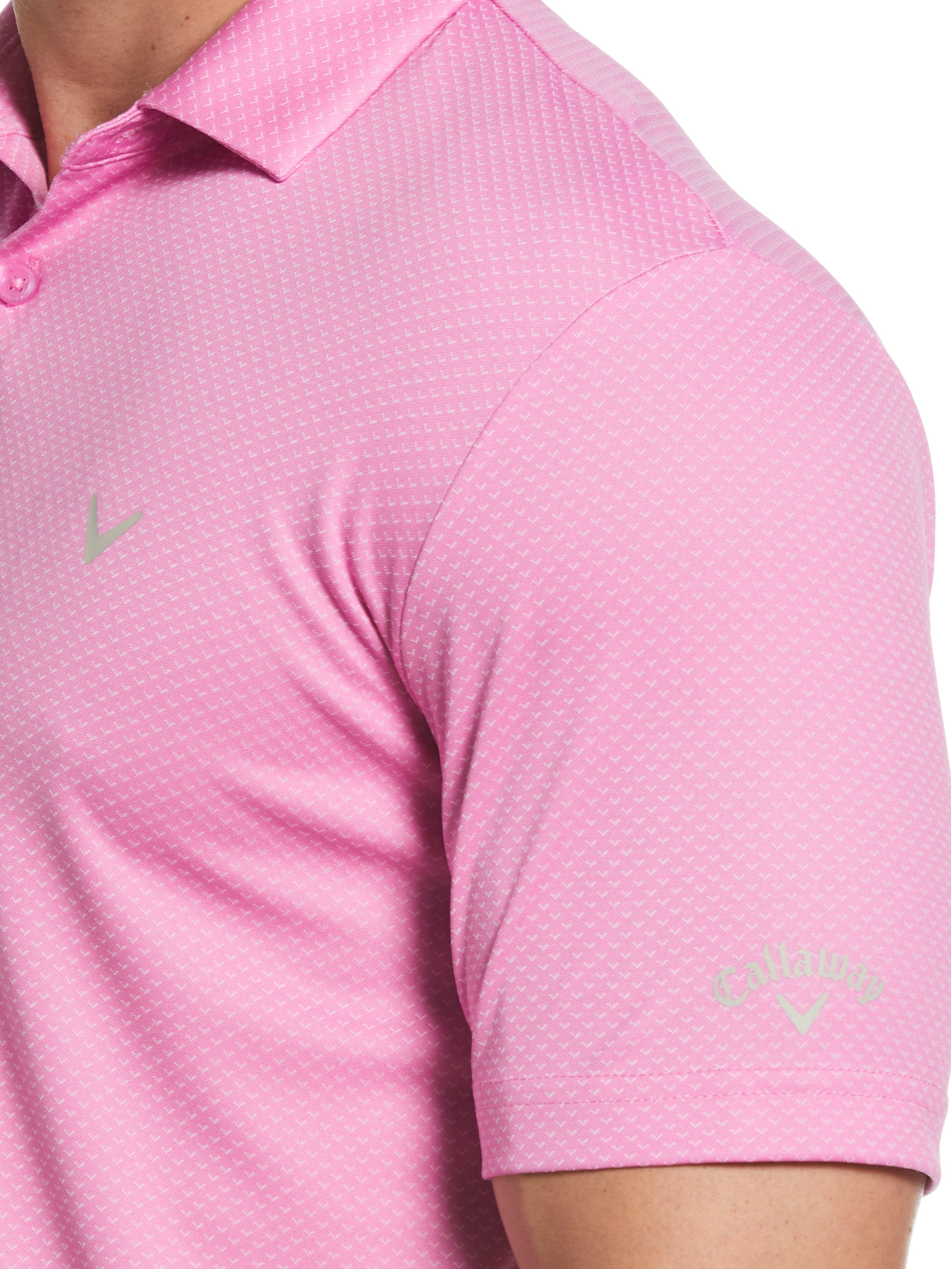 Men's Performance Spin Chevron Jacquard Golf Polo Shirt - Moisture Wicking & UV Protection for Golf, Tennis & Casual Wear