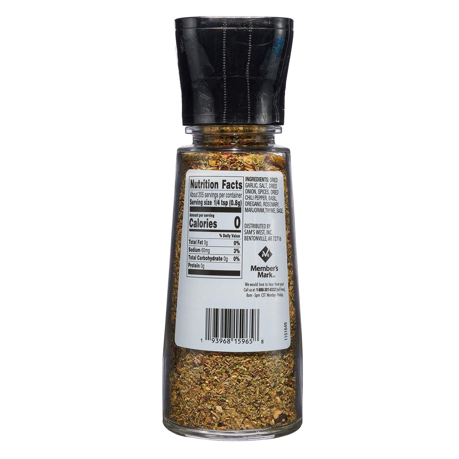 Member's Mark Italian Herb Seasoning Grinder - 5.8 oz | Premium Blend of Rosemary, Thyme & Basil | Perfect for Pasta, Pizza & Grilled Meats