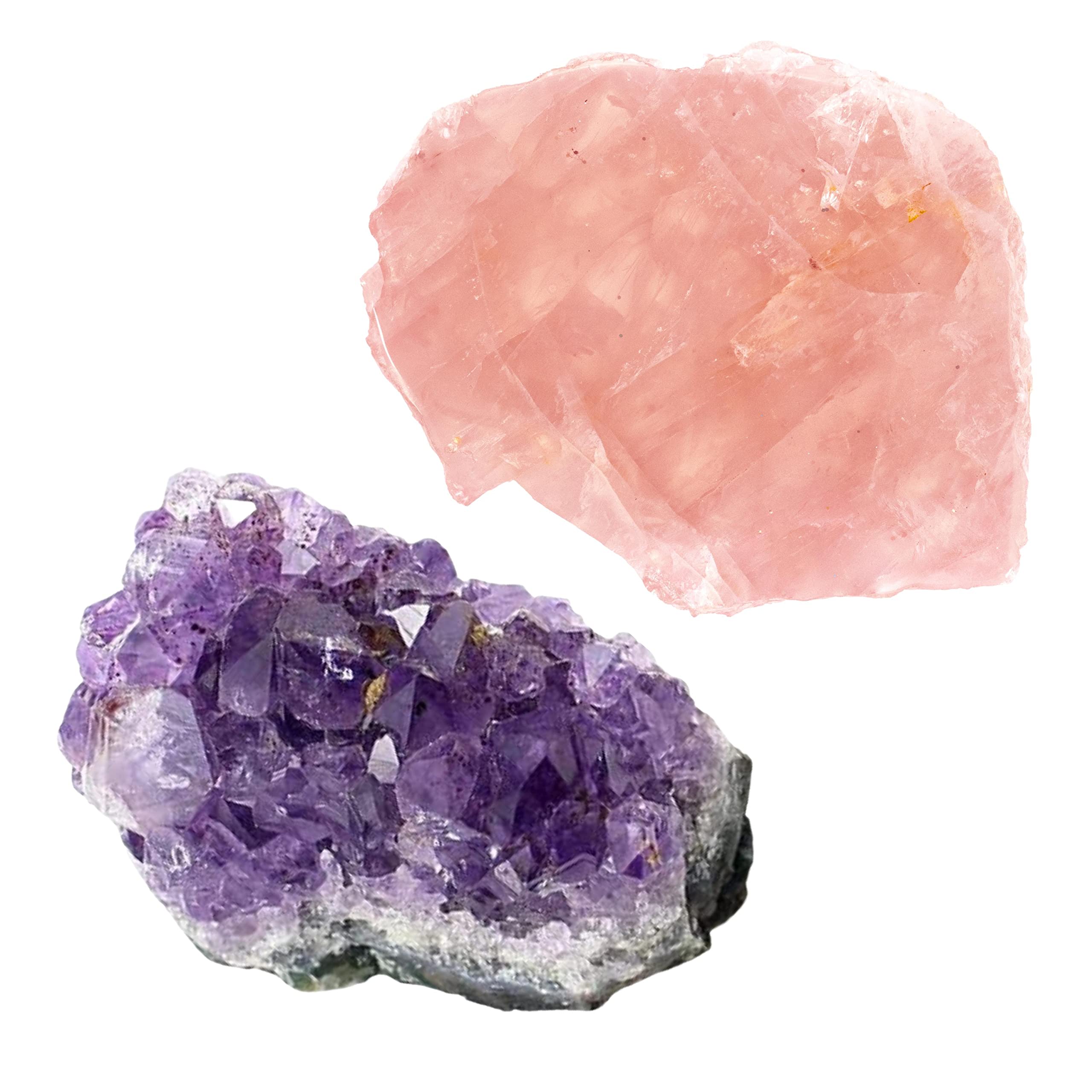 **Healing Crystals Set - Natural Rose Quartz & Amethyst Stones (0.25 LB Each) for Reiki, Yoga, Meditation & Spiritual Decor | Raw Gemstone Gift for Energy Healing, Chakra Balancing & Home Decoration**