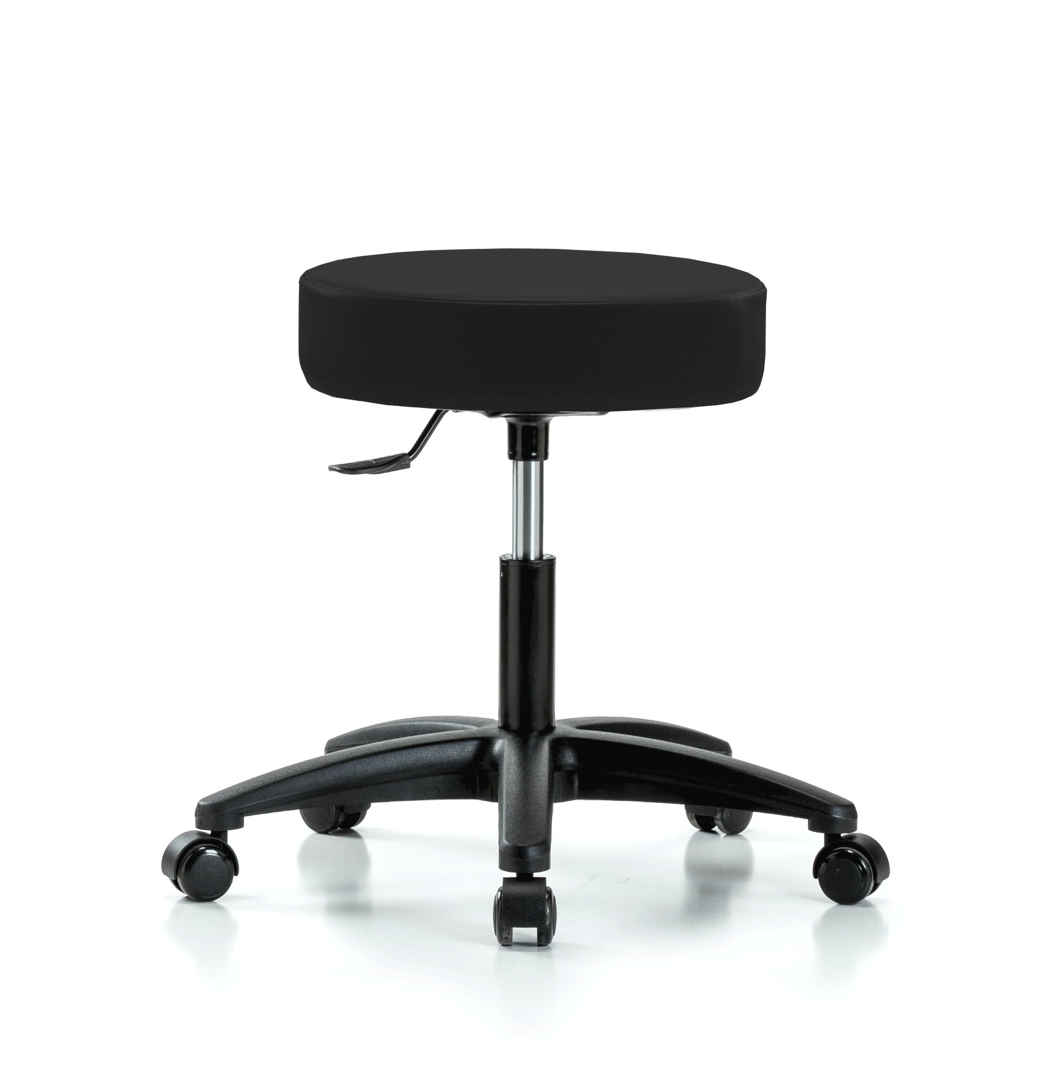 Adjustable Swivel Stool with Rolling Perch Seat - Single Lever Height Adjustment for Hardwood & Tile Floors - Black Fabric Office Chair - Perfect for Standing Desks, Workstations & Home Offices