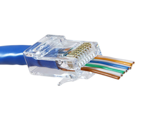 CAT6 Easy Feed RJ45 Connector for Ethernet Cables Under 6.5mm OD - Ideal for Network Installations, Home Office & Data Centers