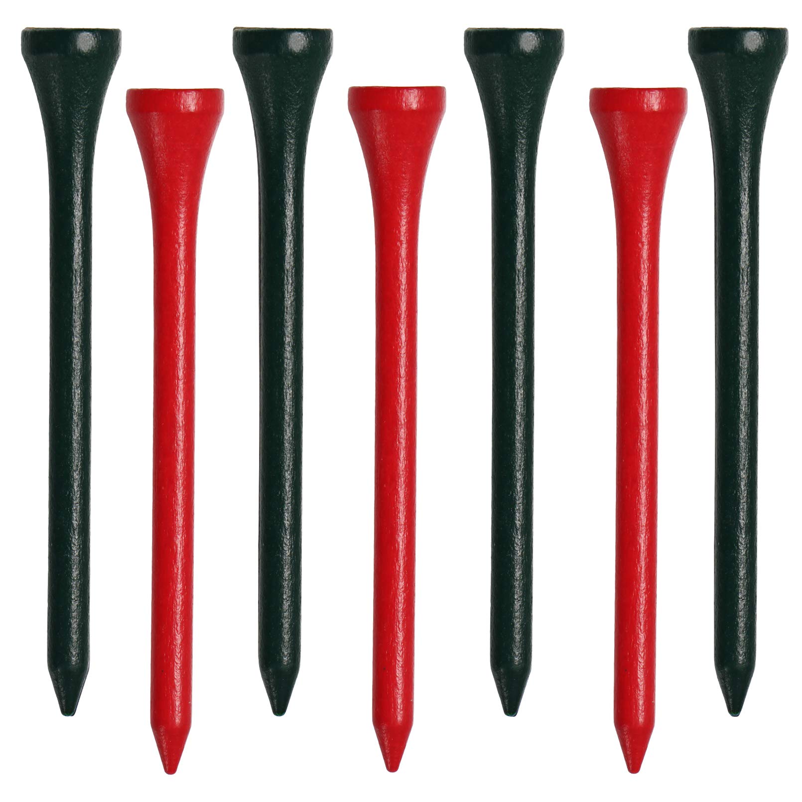 Premium 2 3/4 Inch Professional Wooden Golf Tees - 77 Count Pack (20+ Color Options) - Natural Hardwood Golf Accessories for Driving Range & Tournament Play - Red & Green Combo