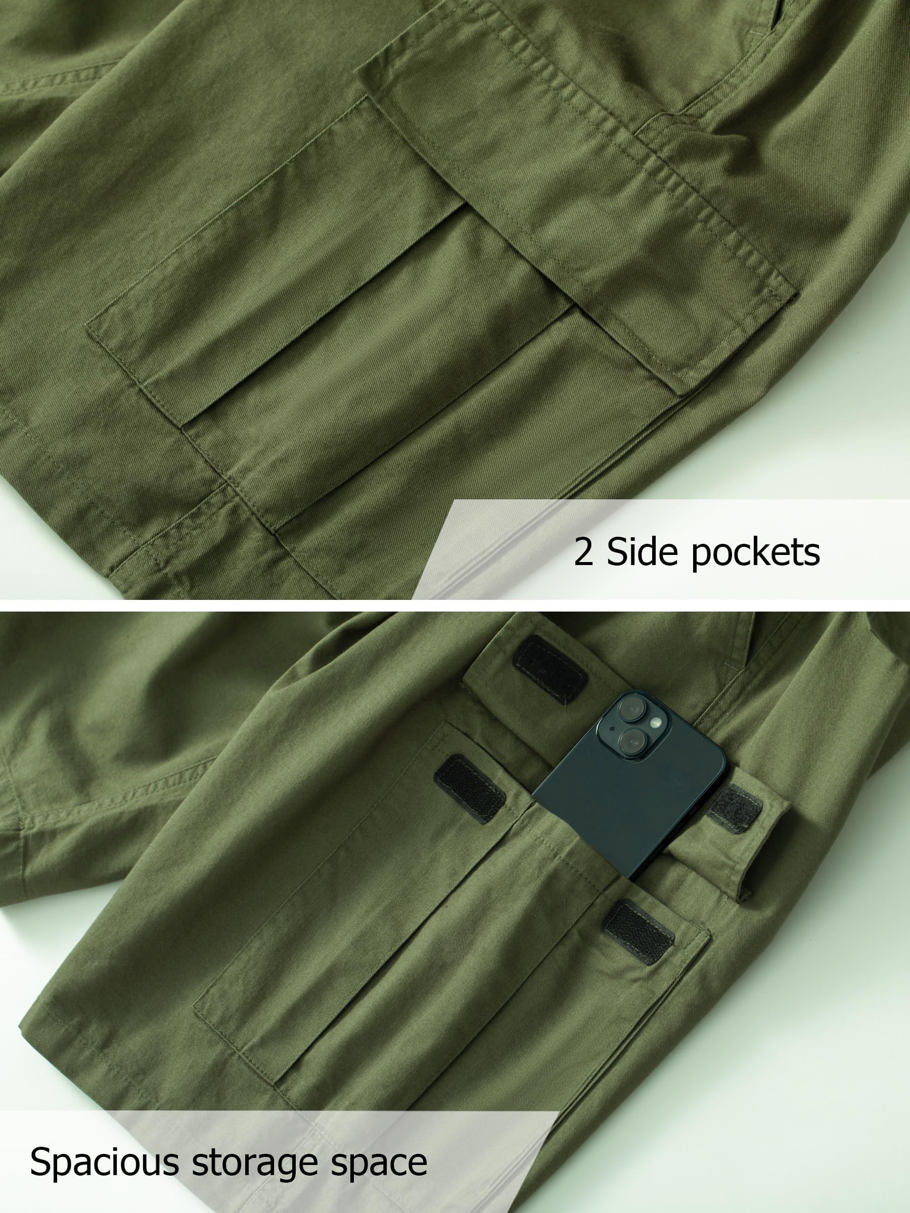 VCansion Men's Cargo Shorts - Comfortable Cotton Elastic Waist Camouflage Shorts with Multiple Pockets | Perfect for Hiking, Camping & Outdoor Adventures