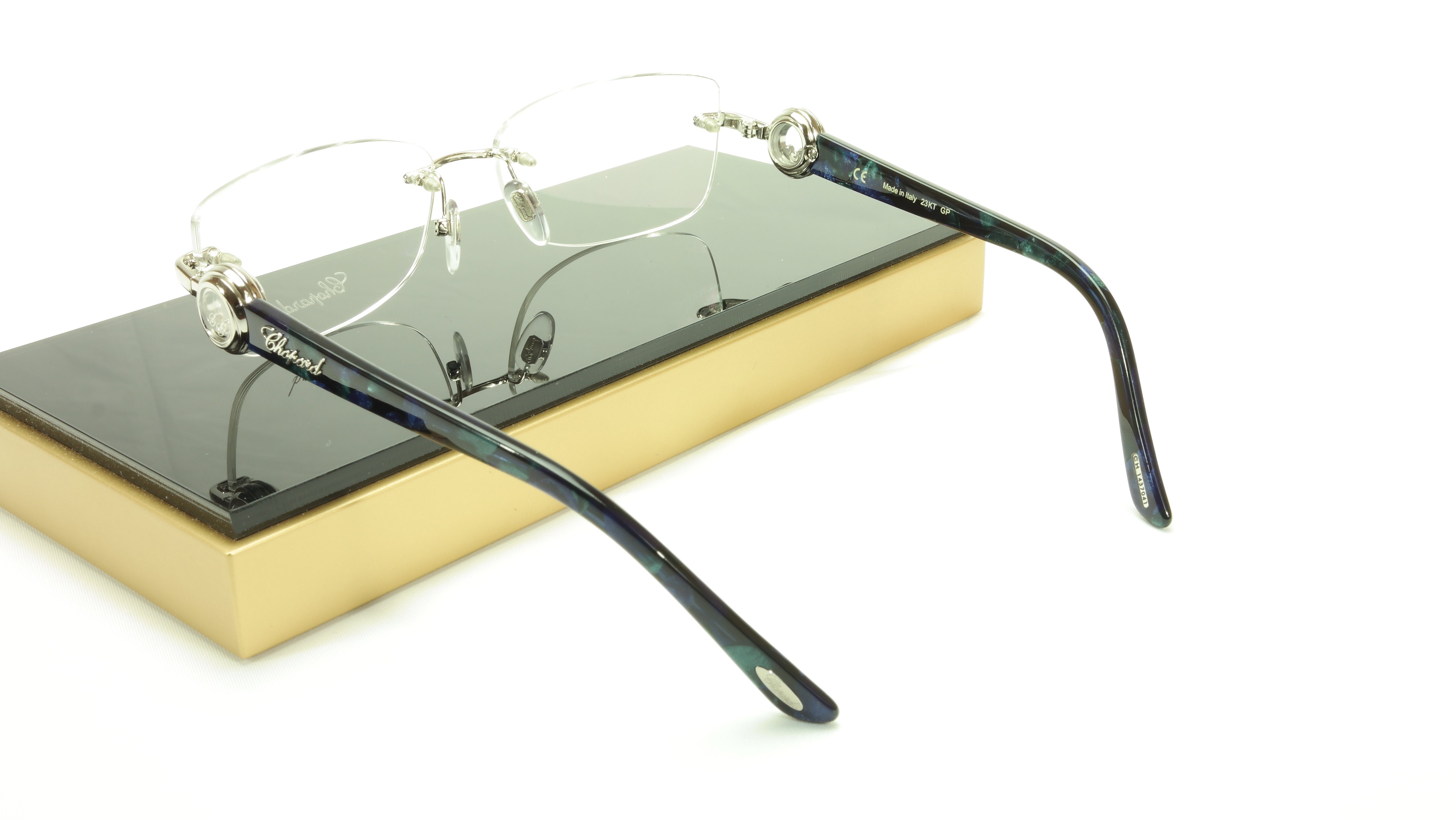 Chopard VCH A36S 0579 Acetate Eyeglasses Frame - White Gold Plated Italian Made (57-15-140) | Luxury Designer Glasses for Women & Men | Perfect for Office, Business Meetings & Special Occasions