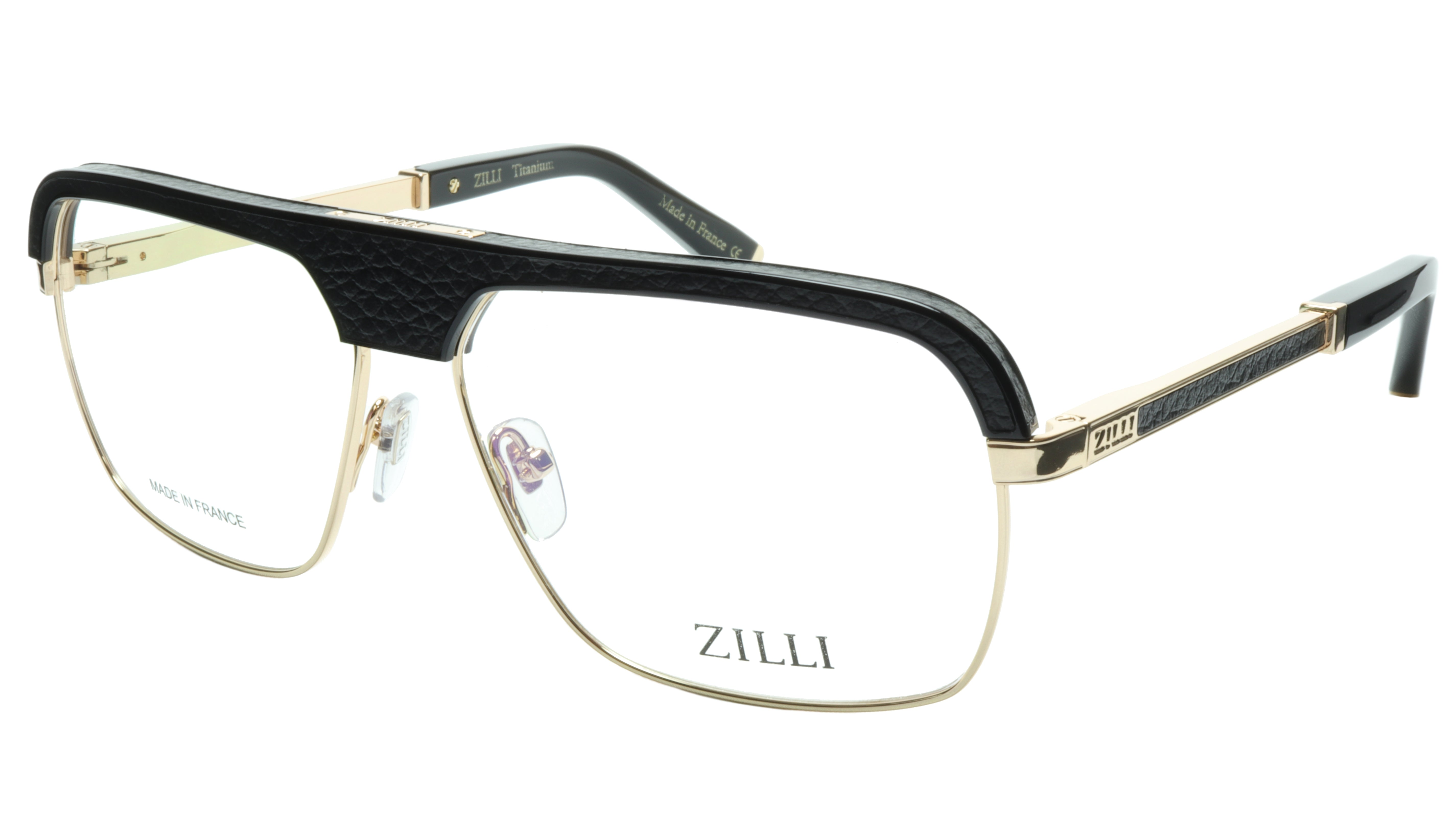 ZILLI Eyeglasses Frame - Premium Titanium & Acetate Blend, Black & Gold, Made in France (Model ZI 60033 C04) - Perfect for Business, Fashion & Luxury Eyewear Lovers