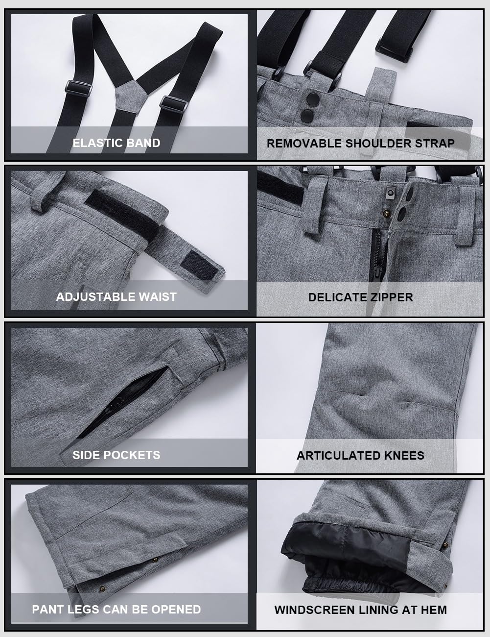 Women's Insulated Waterproof Snow Ski Pants with Detachable Suspenders - Winter Warm Snowboard Bibs for Outdoor Skiing & Snowboarding Adventures