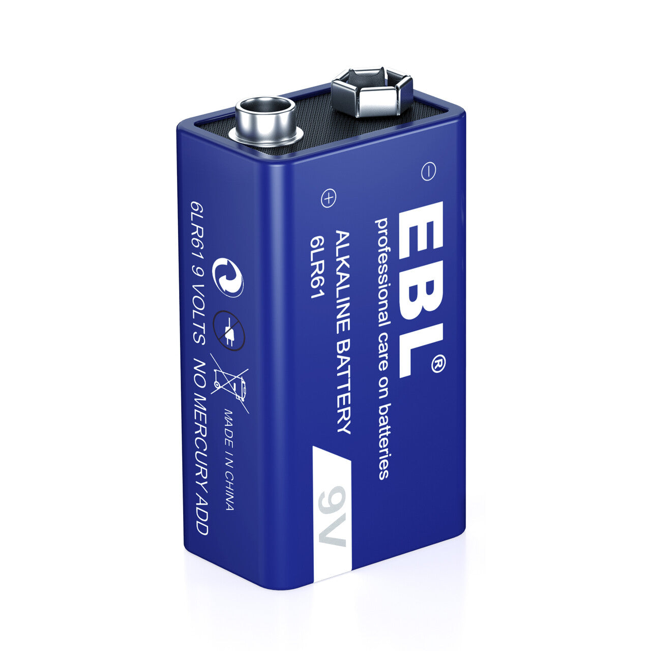 EBL 9V 6LR61 Alkaline Non-Rechargeable Battery 600mAh - Long-Lasting Power for Smoke Detectors, Toys, and Electronic Devices