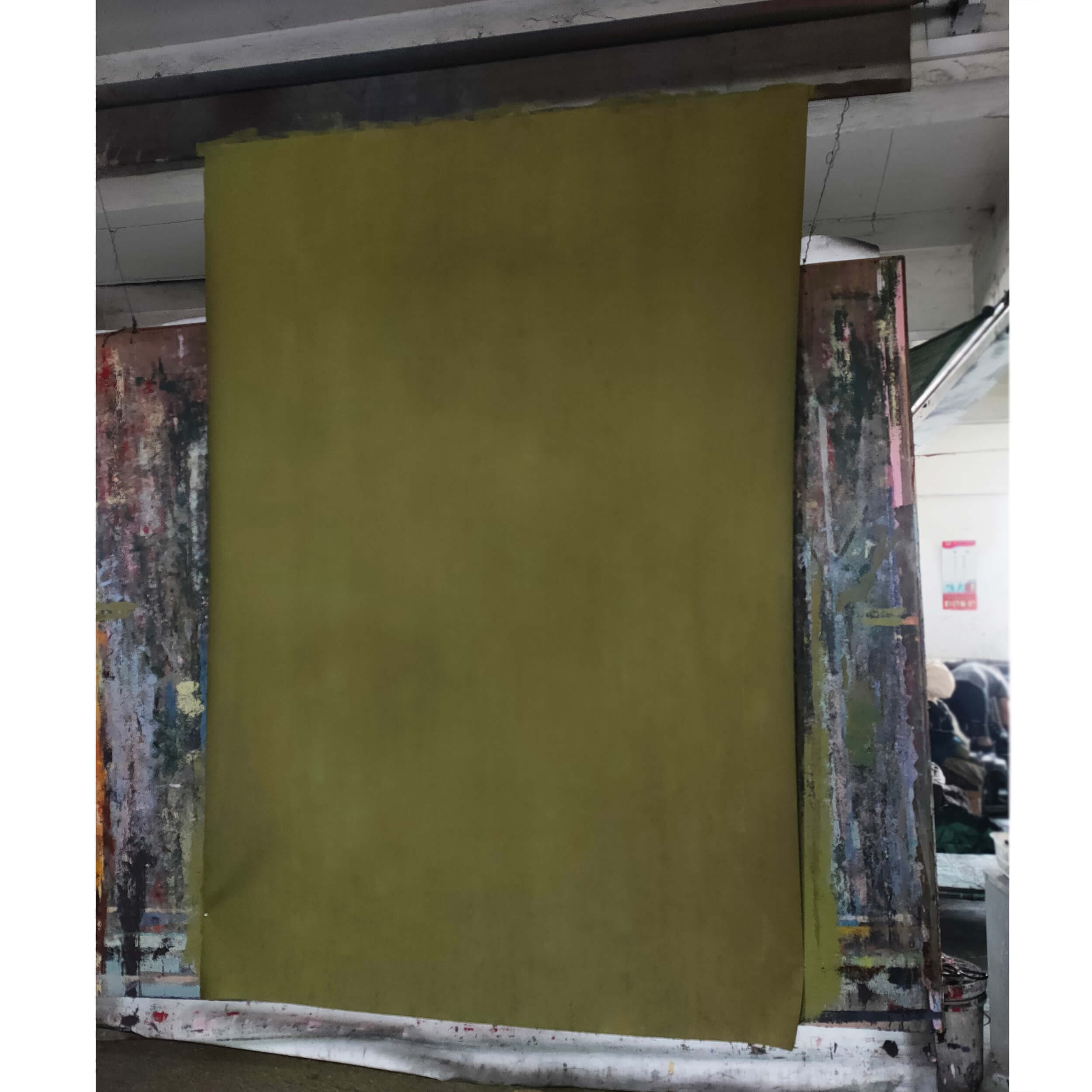 HP NS 2x3m Green Hand Painted Canvas Backdrop for Photography Studio, Events & Home Decor | High Quality Art Material Background