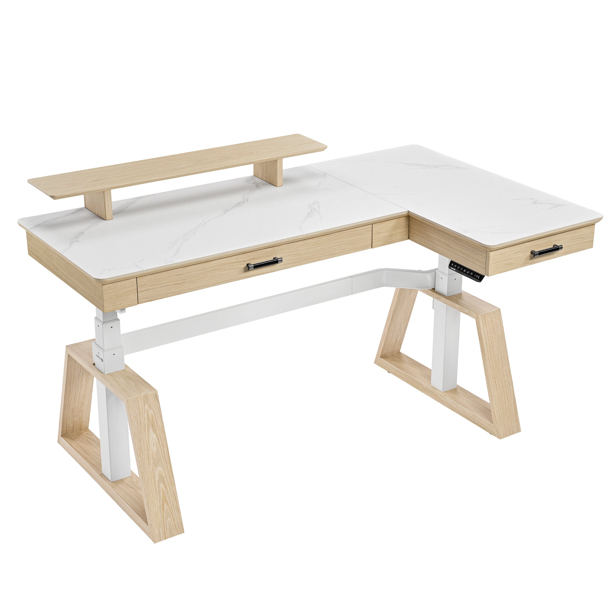 Premium L-Shaped Standing Desk with Sintered Stone Top - Ergonomic Home Office Workstation for Professionals & Remote Workers