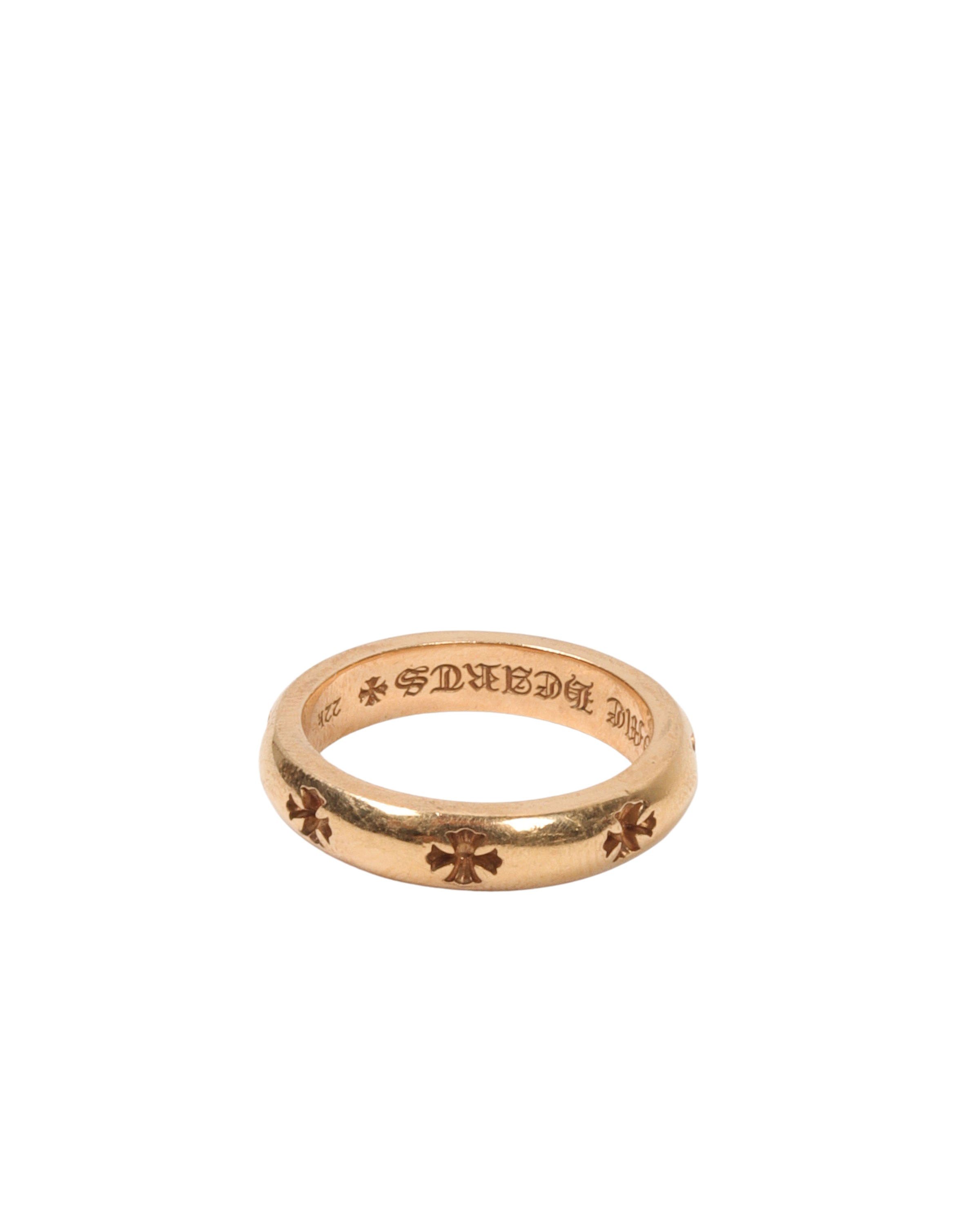 22K Gold Plated Cross Band Ring for Men & Women - Religious Jewelry Gift for Baptism, Confirmation, Wedding & Everyday Wear