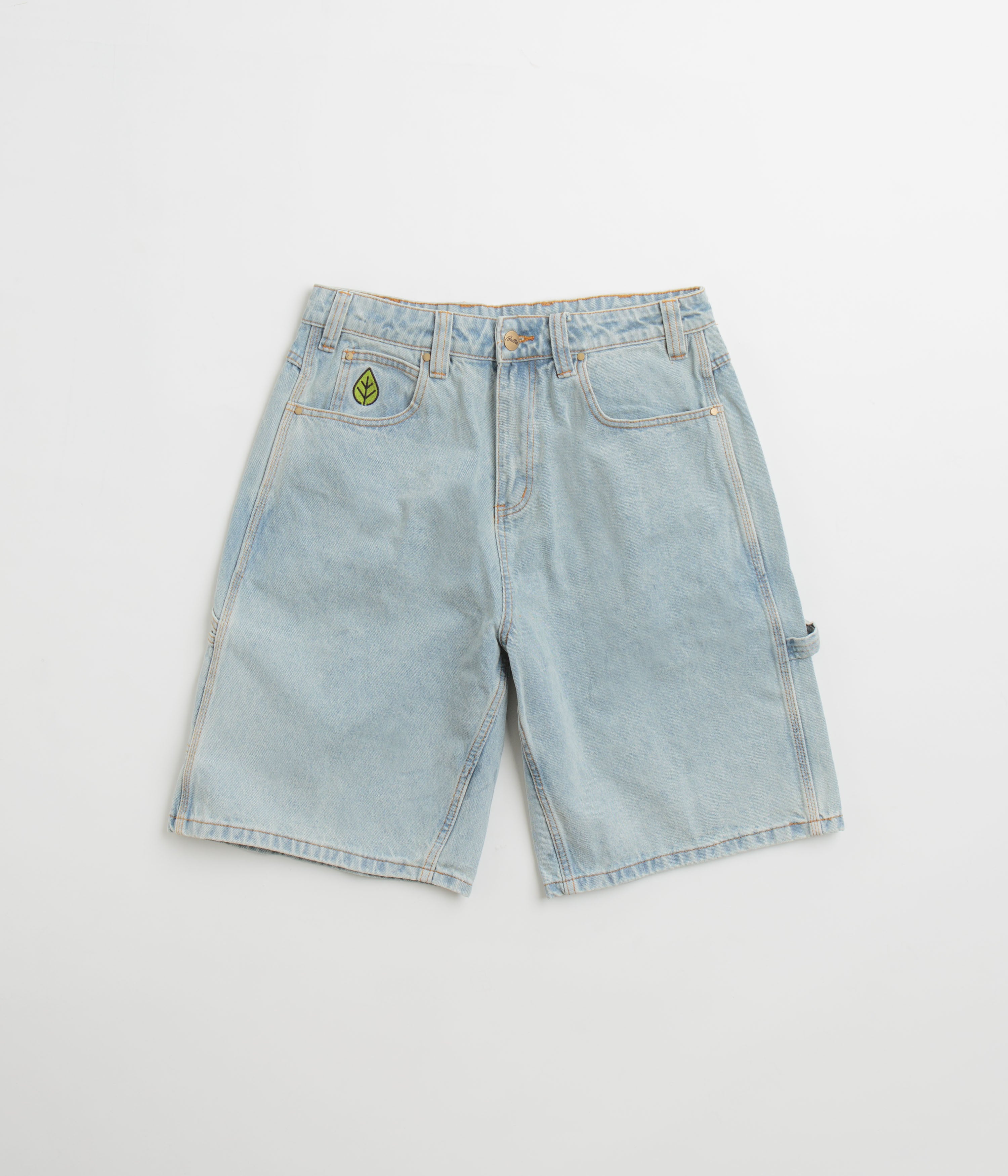 Butter Goods Weathergear Denim Shorts - Faded Light Wash Distressed Denim Shorts for Men | Casual Summer Streetwear | Perfect for Beach, Travel & Outdoor Activities