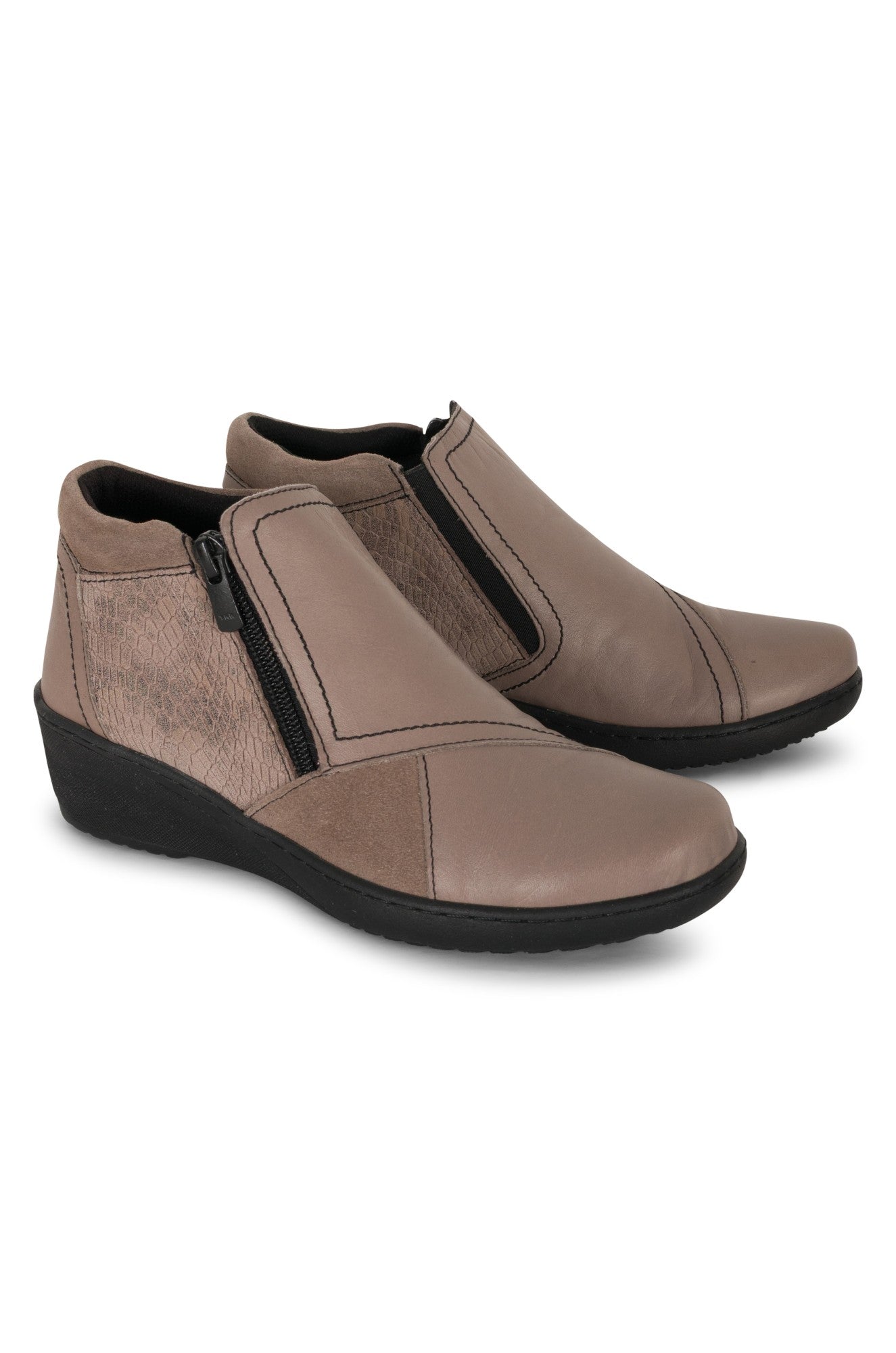 Orthotic Friendly Ankle Boots for Women - Comfortable Supportive Walking Shoes in Taupe (0462 B1) - Perfect for Work, Travel & Everyday Wear