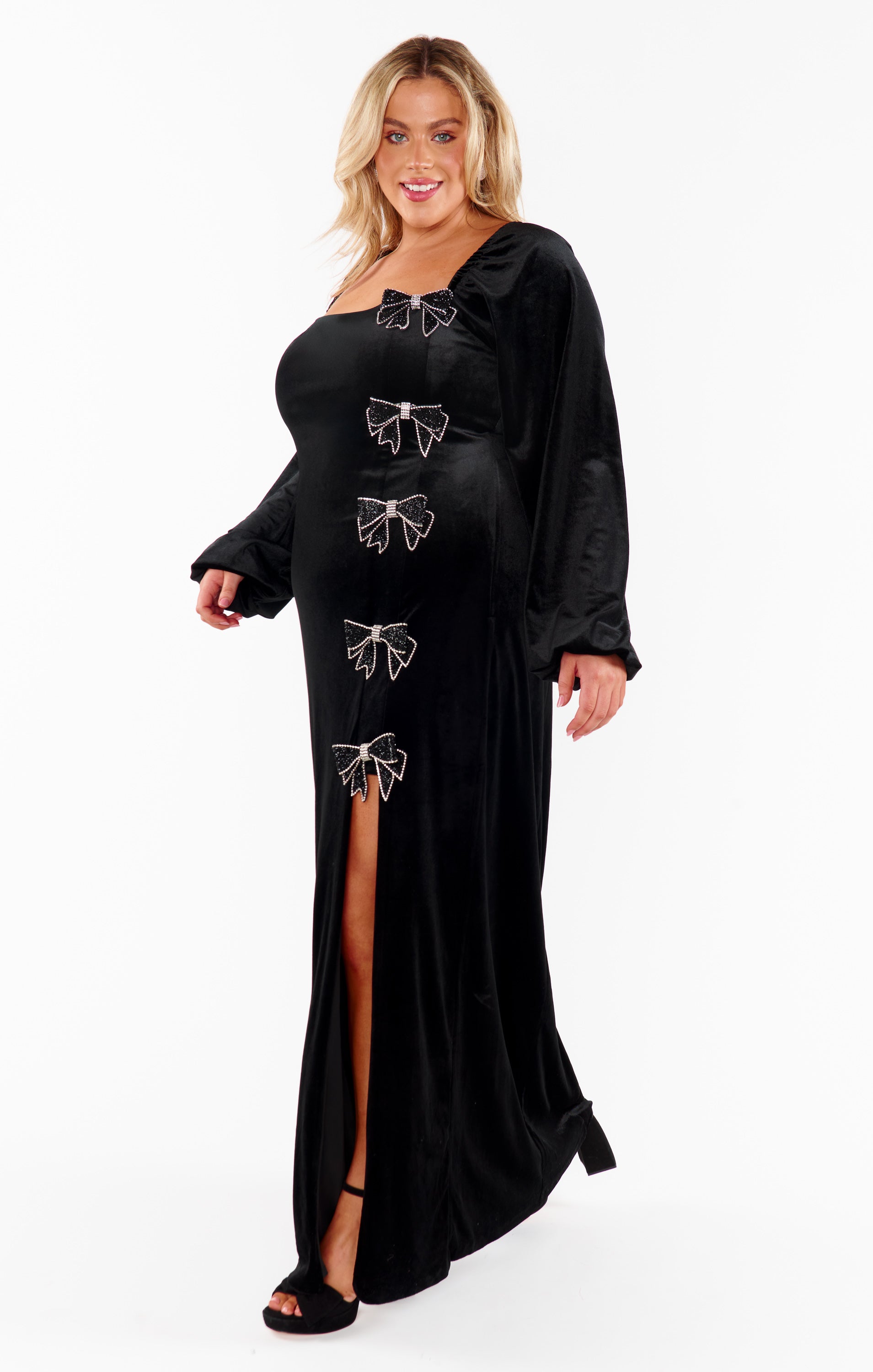 Elegant Velvet Eloise Dress with Rhinestone Bows - Perfect for Holiday Parties, Weddings & Special Occasions