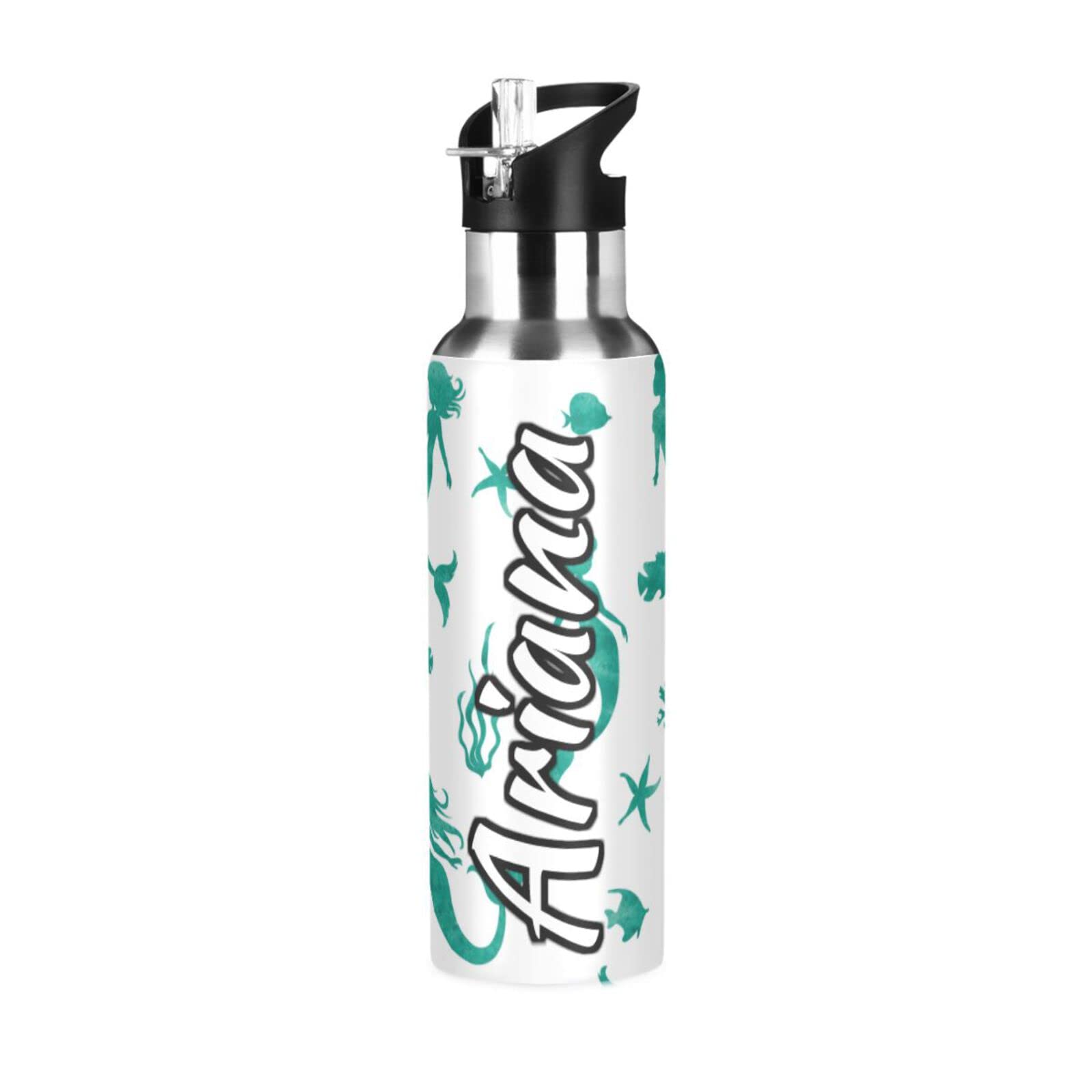Custom Personalized 33oz Insulated Stainless Steel Mermaid Water Bottle with Straw Lid - Double Wall Vacuum Insulation for Hot & Cold Drinks - Perfect for Office, Gym, Workout & Outdoor Activities