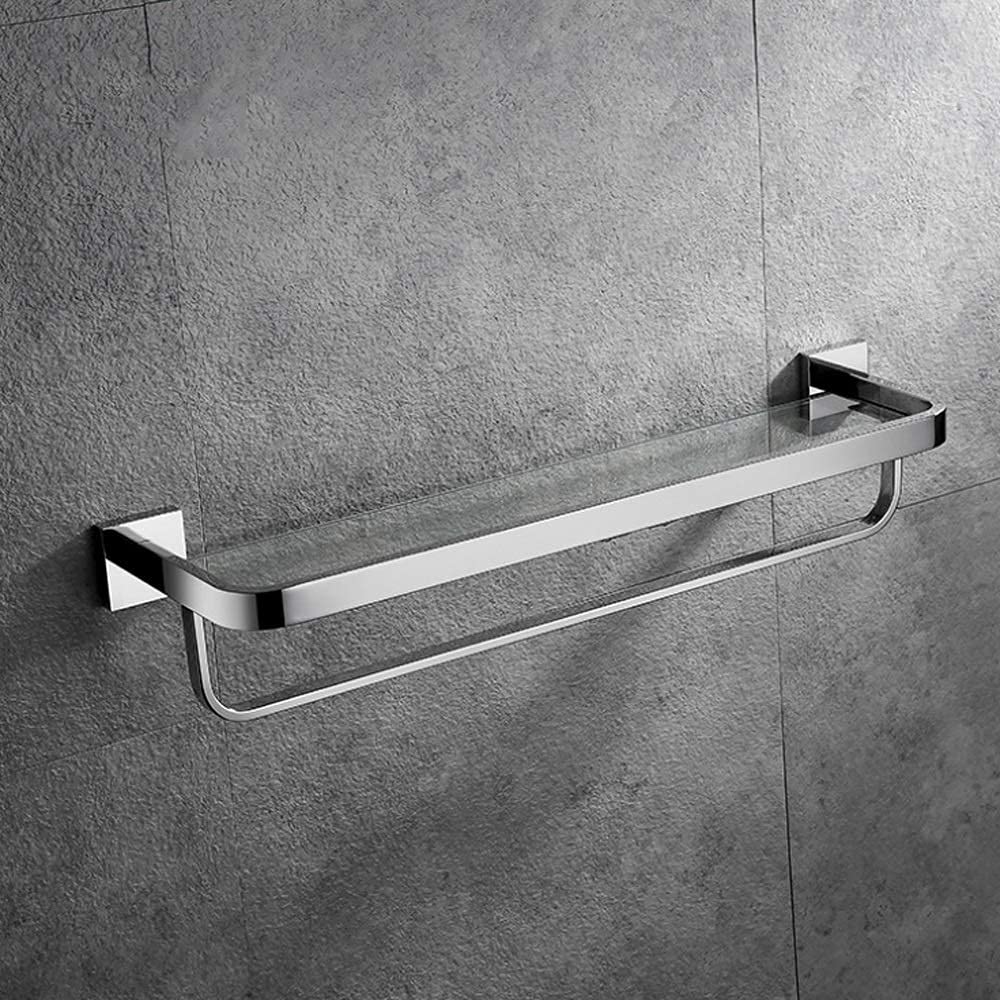 Wall Mounted Glass Bathroom Shelf - Single Tier Shower Organizer with Mirror Front & Included Fixings - Perfect for Shampoo, Soap & Toiletries Storage (40cm) - Ideal for Bathroom, Shower & Restroom Organization