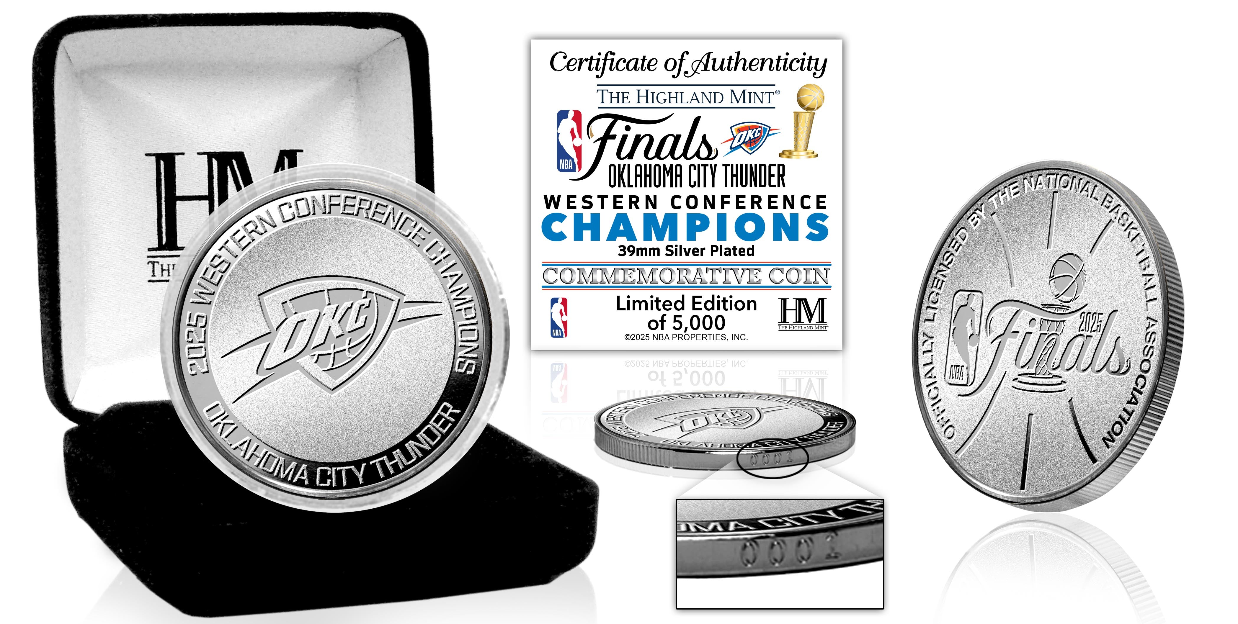Oklahoma City Thunder 2025 NBA Western Conference Champions Commemorative Silver Coin - Perfect for Sports Collectors, Fans & Investment Gifts