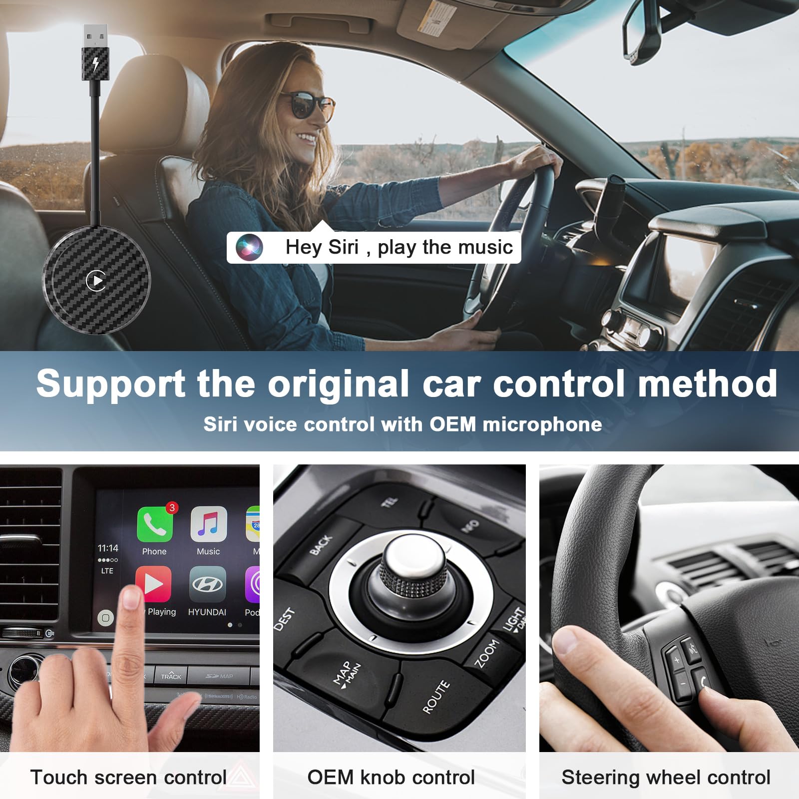 2023 Wireless CarPlay Adapter for iPhone - Convert Wired to Wireless CarPlay, Plug & Play, Online Update, Compatible with OEM Wired CarPlay Cars 2015+ & iPhone - Perfect for Commuting, Road Trips & Hands-Free Driving