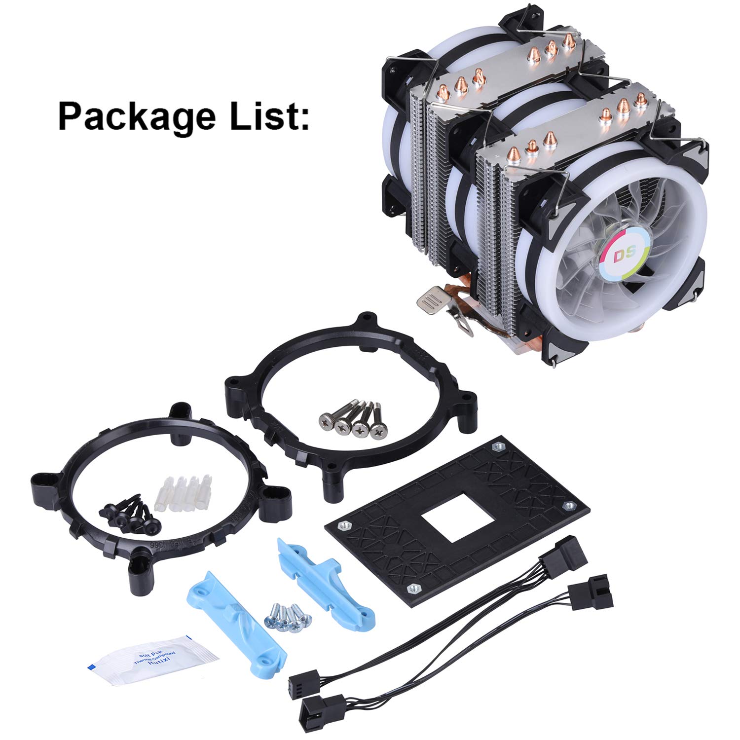 6-Heat Pipe 90mm PWM RGB CPU Cooler with 3-Pack RGB Fans - Compatible with Intel LGA 1366/1155/1156/2011/1200 & AMD AM4 Sockets - High Performance Air Cooler for Gaming PC, Workstation, and Overclocking