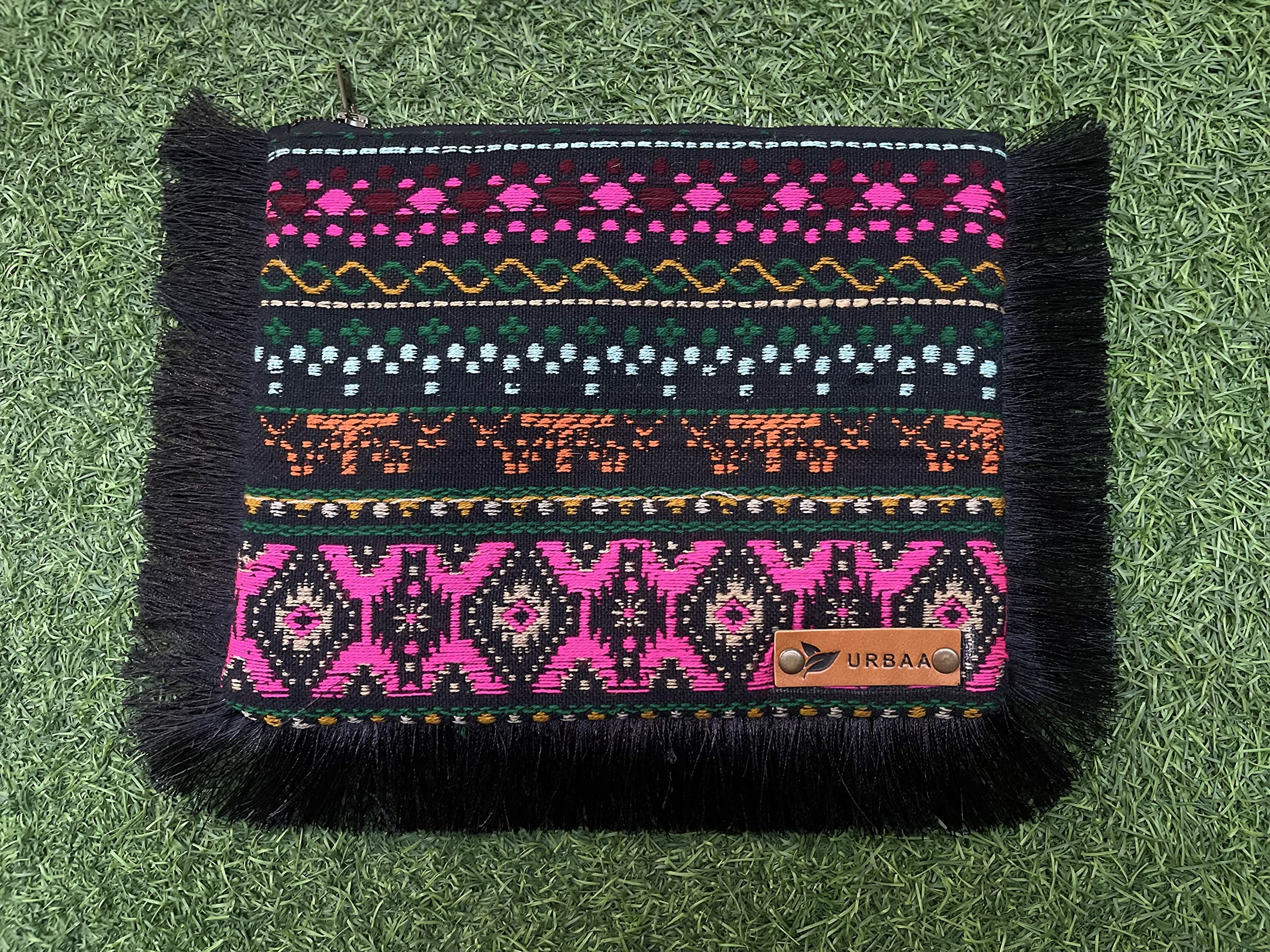 URBAA Multicolor Handmade Eco-Friendly Cotton Jacquard Pouch - Cosmetic Kit Bag, Small Makeup Travel Organizer for Toiletries & Essentials | Perfect for Daily Use, Traveling & Gift Giving